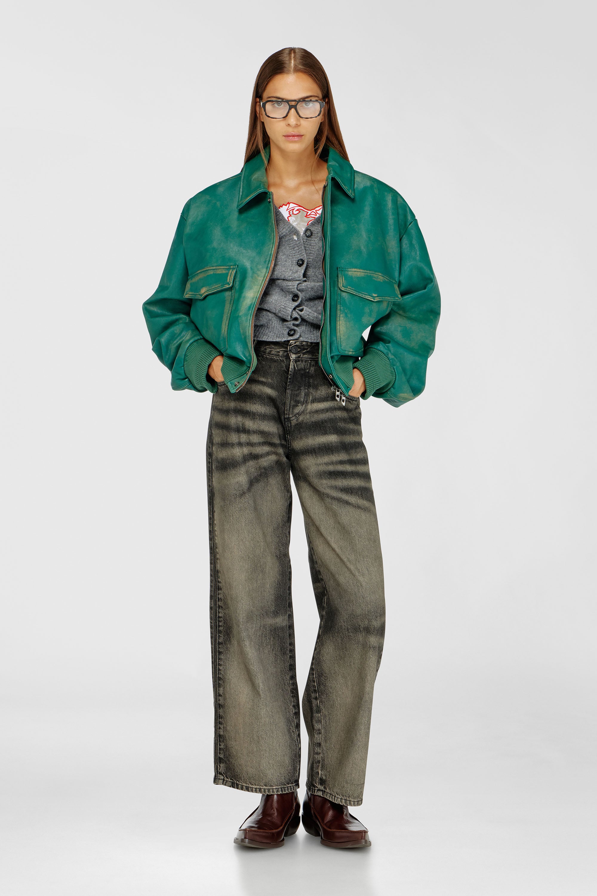Diesel - Unisex's Relaxed Jeans 1982 D-Hakou 09R33, ブラック/ダークグレー - 1