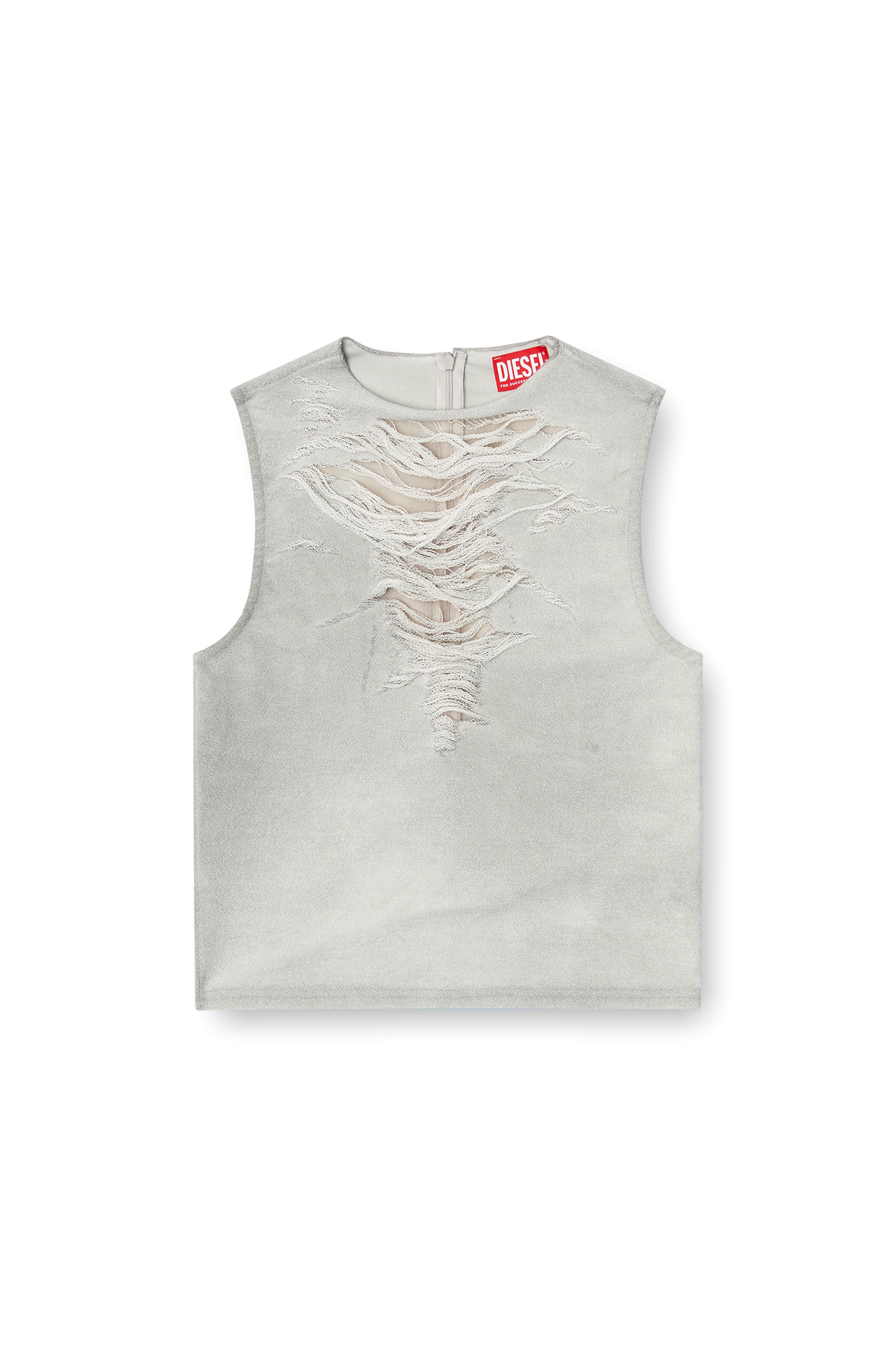 Diesel - T-YASMINA, Female's Tank top with distressed front in ライトグレー - 3