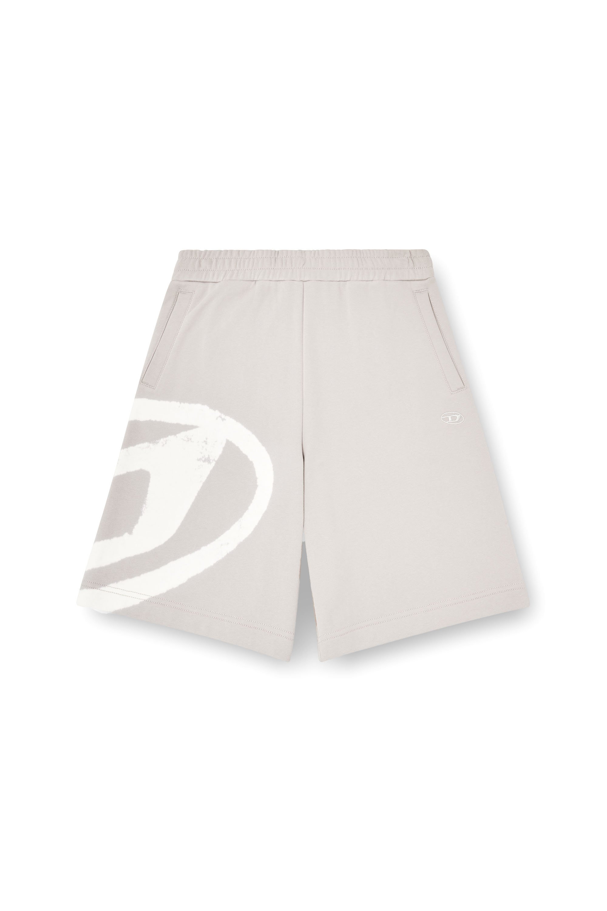 Diesel - P-CROW-BLEACH, Male's Sweat shorts with bleached logo in グレー/ホワイト - 3