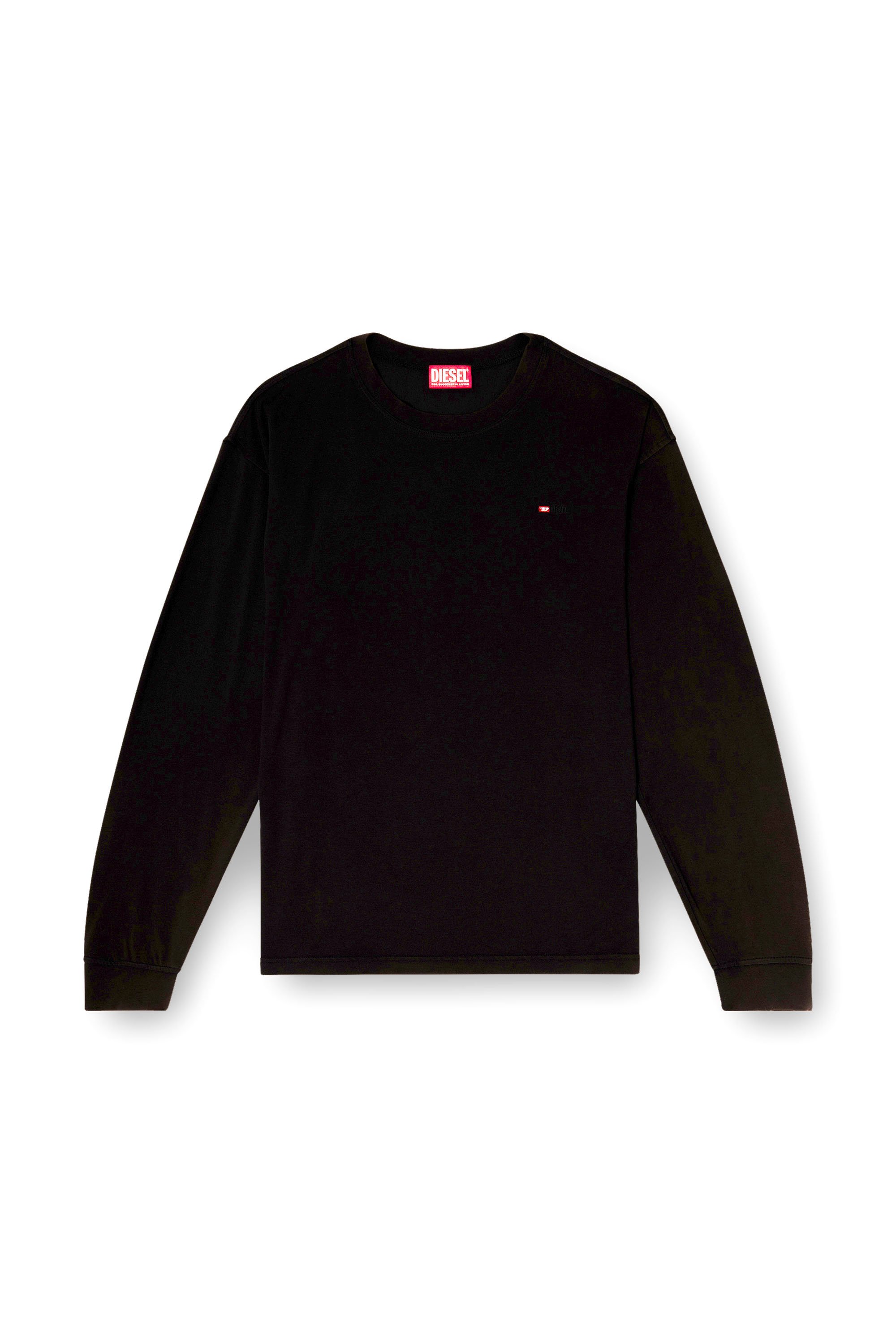 Diesel - T-NORMS-LS, Male's Fluid long sleeve T-shirt with micro embroidery in ブラック - 3