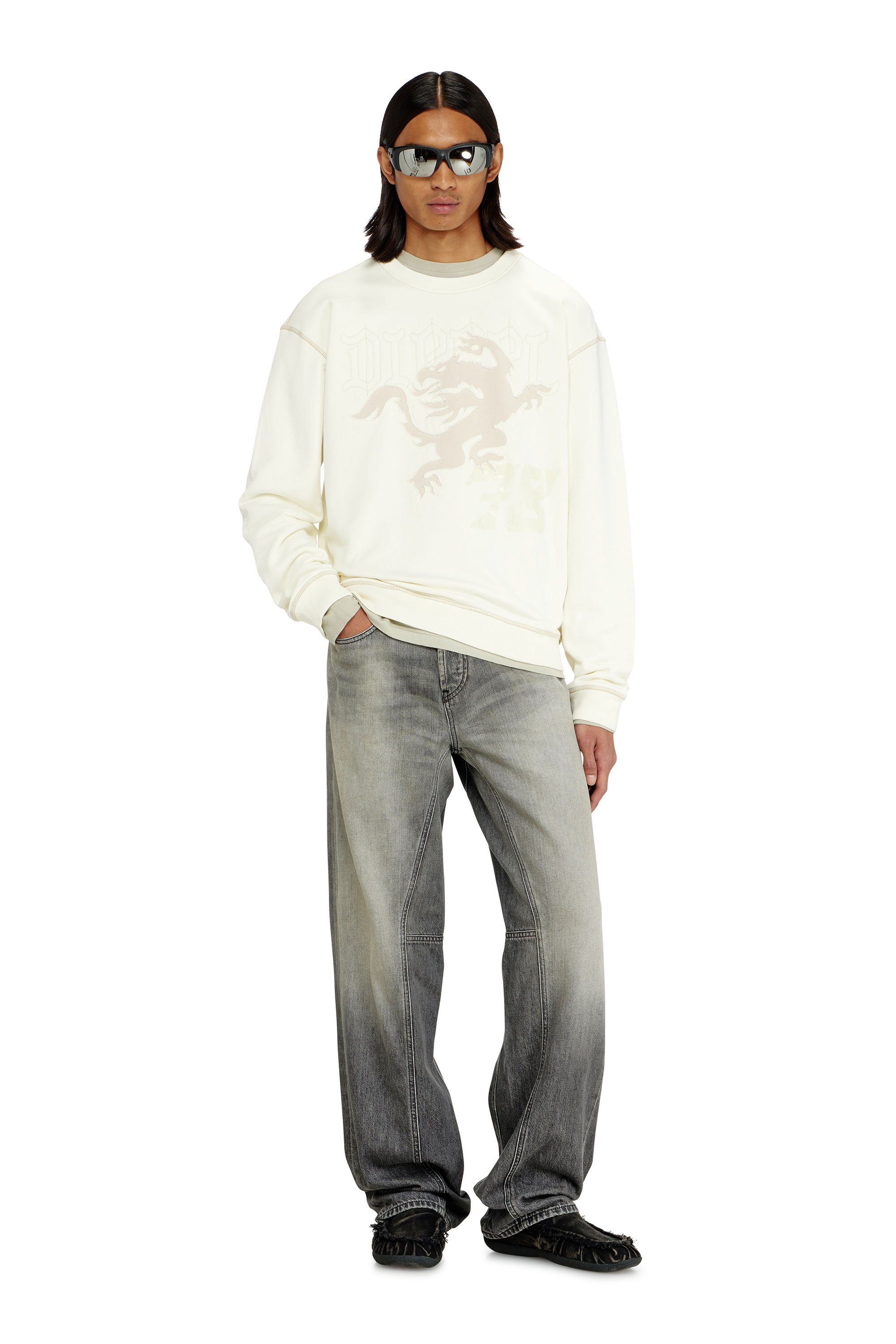 Diesel - S-NORM-AA3, Male's プルオーバースウェット in ホワイト - 2