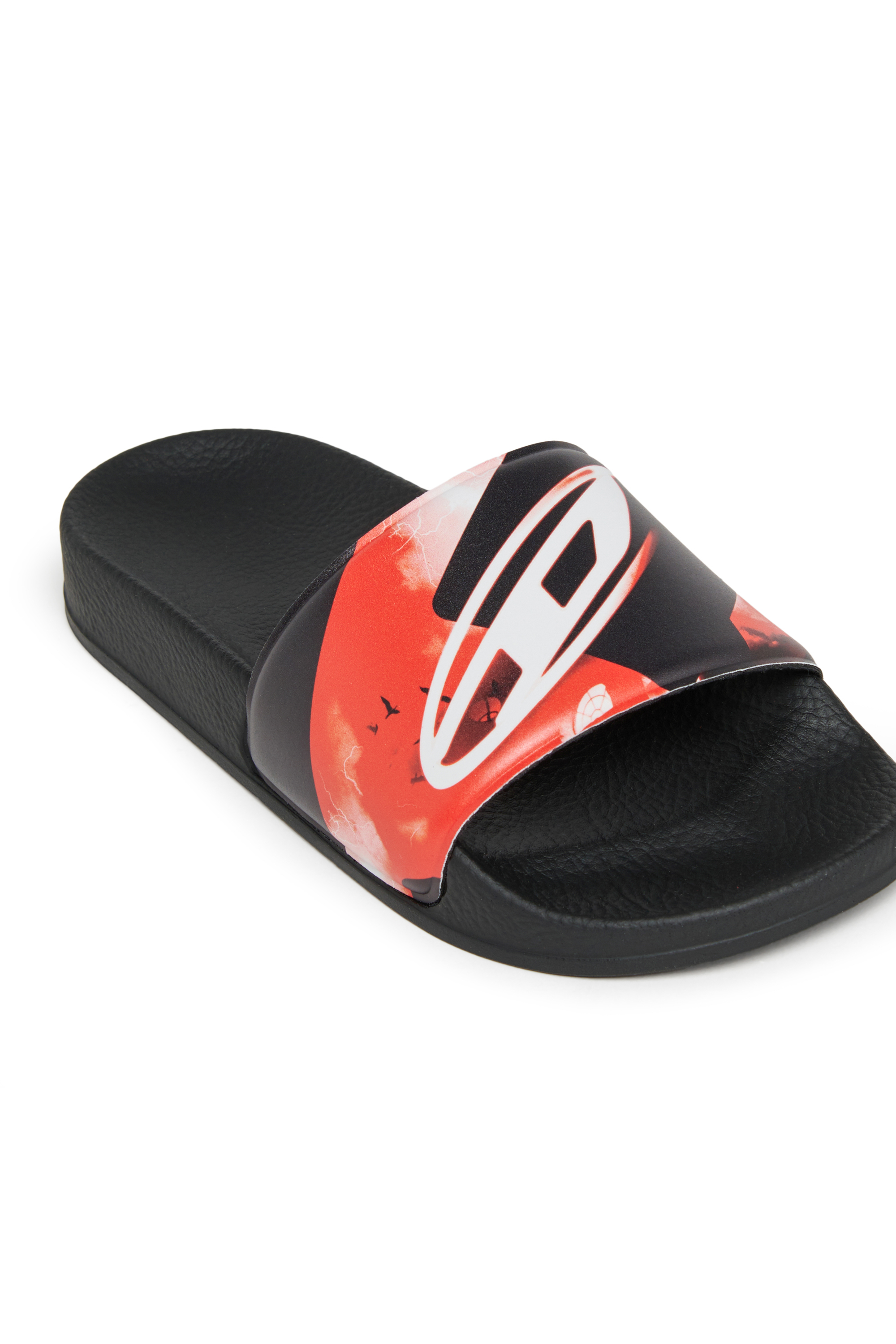 Diesel - SA-BWDIGF, Unisex's SA-BWDIGF-Slides with warped logo in ブラック - 4