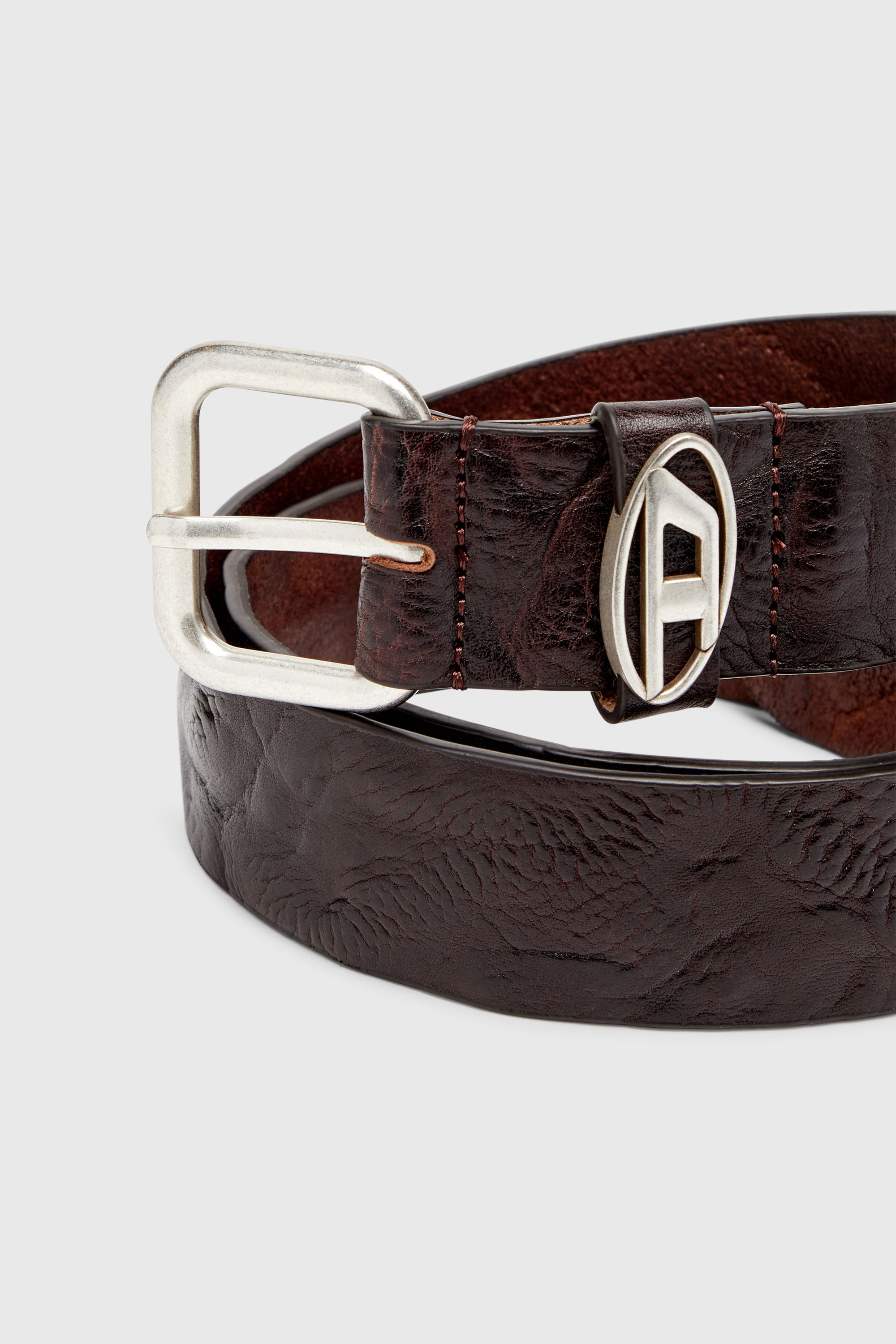 Diesel - B-1DR OVAL D LOOP, Unisex's レザーベルト in ダークブラウン - 3