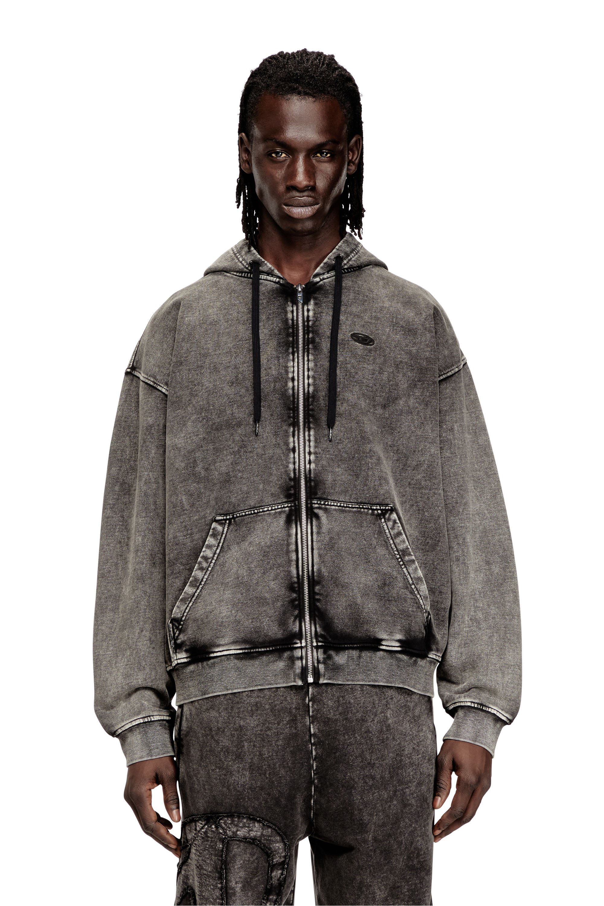 Diesel - S-BOXT-HOOD-ZIP-DEN, Male's ジップアップパーカー in グレー - 3