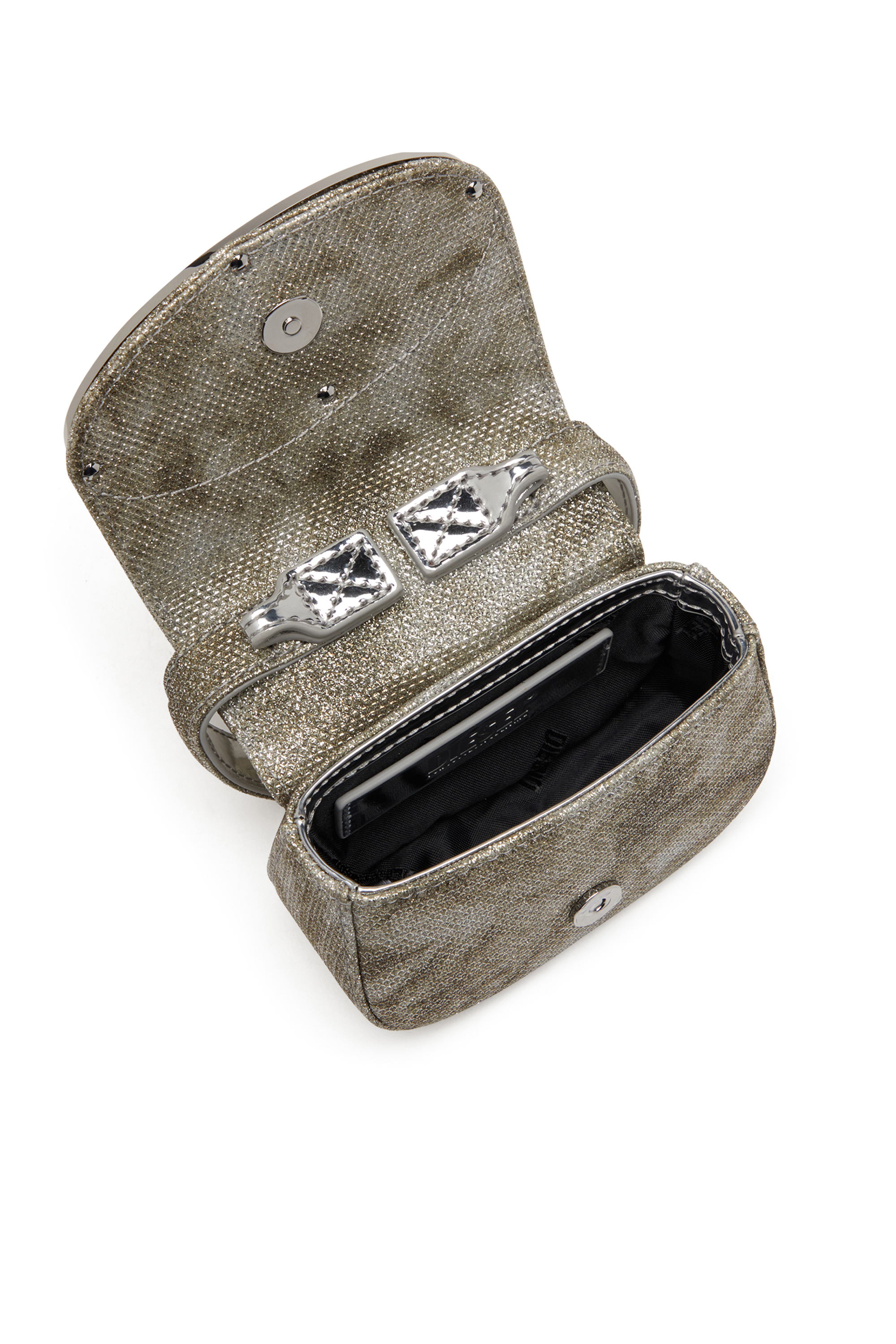 Diesel - 1DR XS, Female's 1DR Xs-Iconic mini bag in shimmer fabric in ミリタリーグリーン - 4