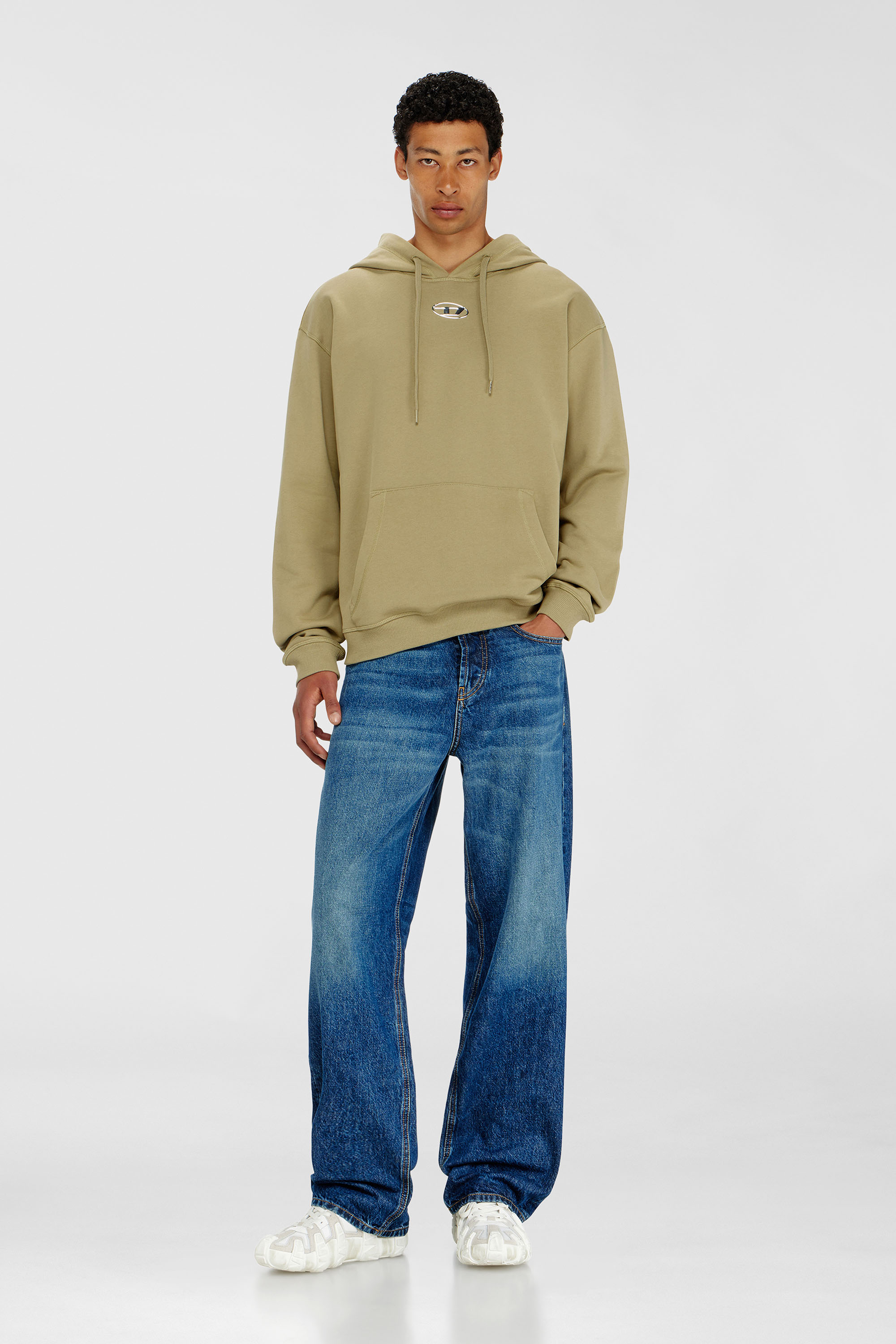 Diesel - S-NORM-HOOD-IOD, Male's プルオーバーパーカー in オリーブグリーン - 1