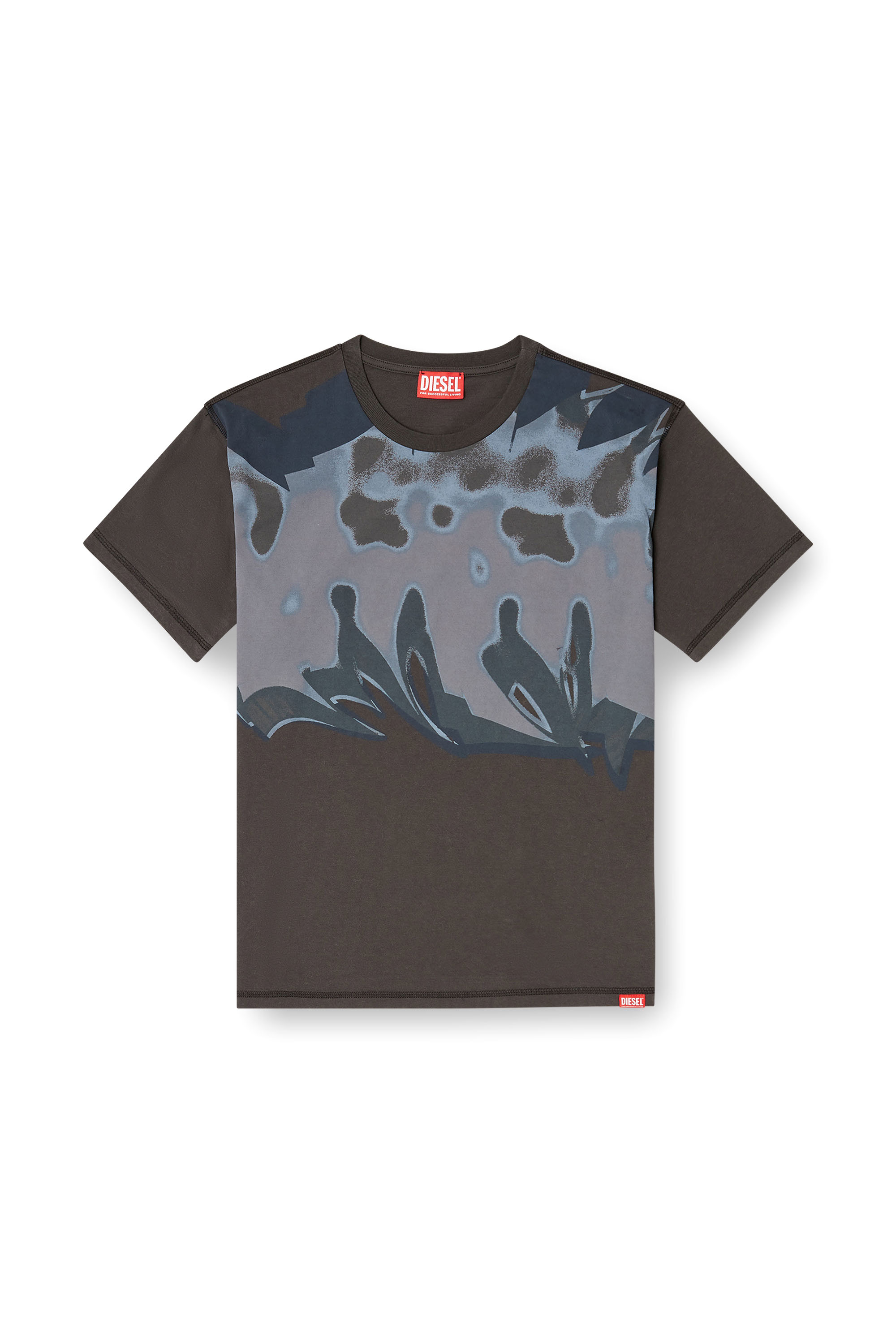 Diesel - T-PASSA, Female's Distressed T-shirt with graffiti print in ダークグレー - 2