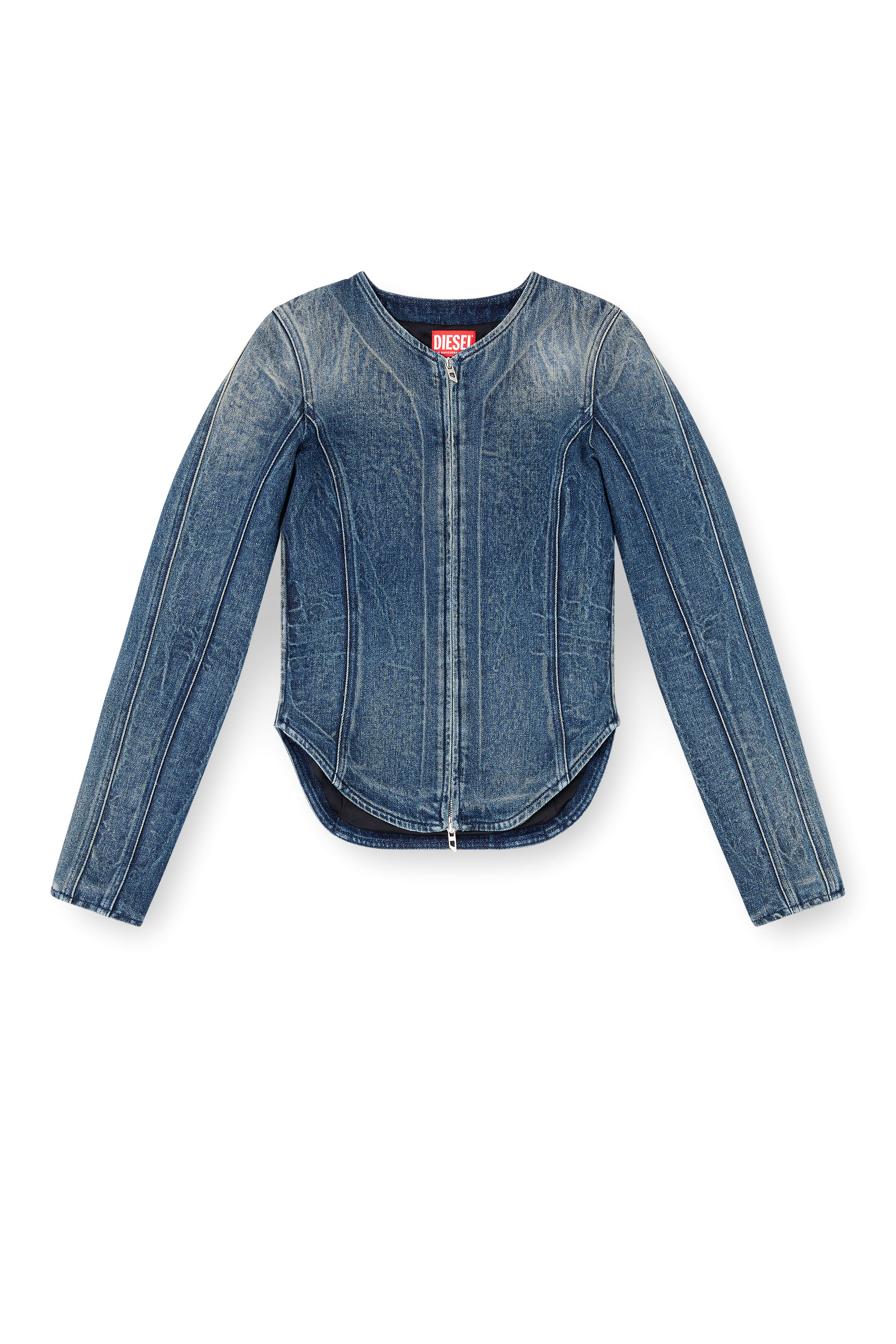 Diesel - DE-GARY-FSG, Female's Jacket in Ghost Embossed denim in ダークブルー - 2