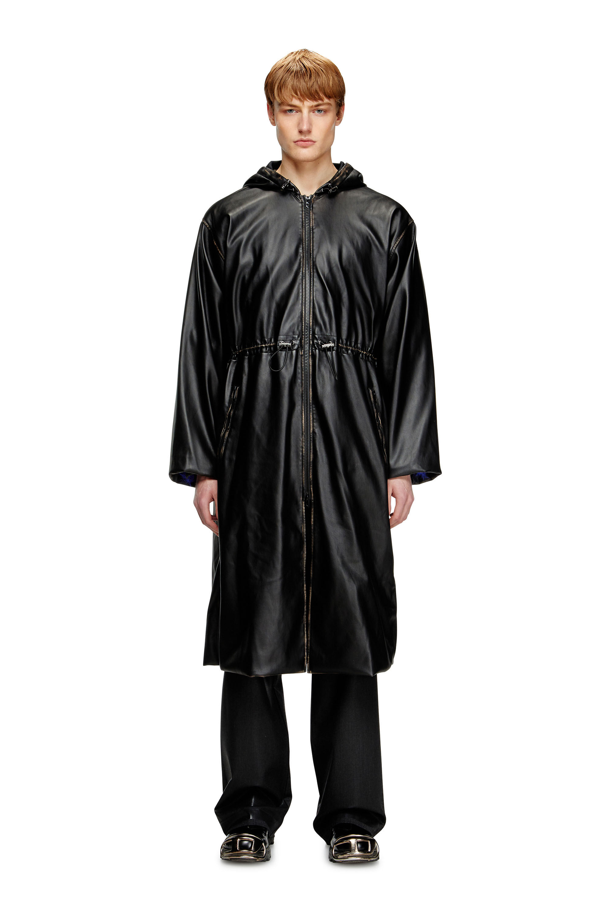 Diesel - G-LARY, Unisex's Distressed utilitarian hooded coat in ブラック - 1