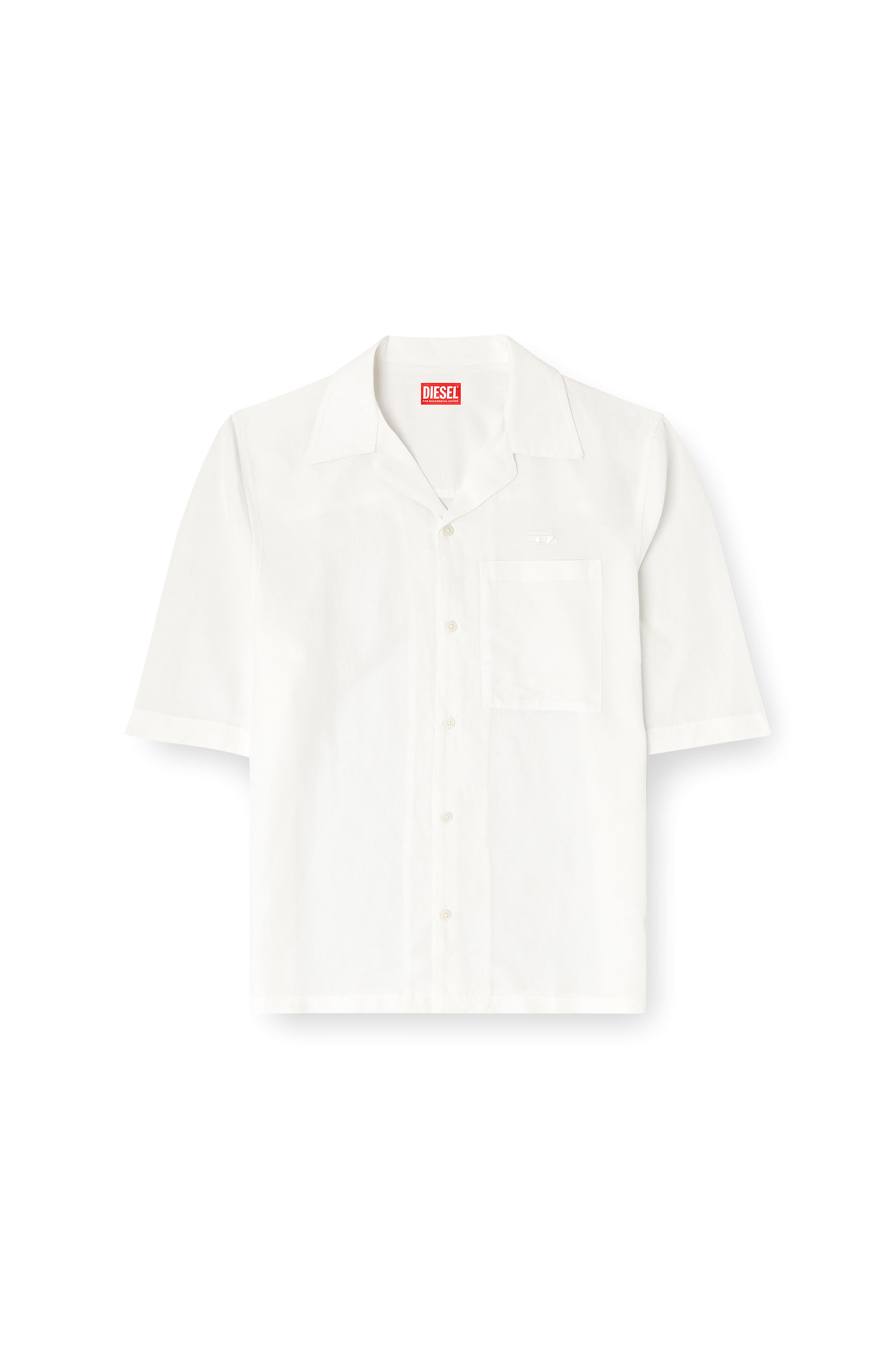 Diesel - S-BRACK-PGBS, Male's Linen-blend shirt with short sleeves in ホワイト - 2