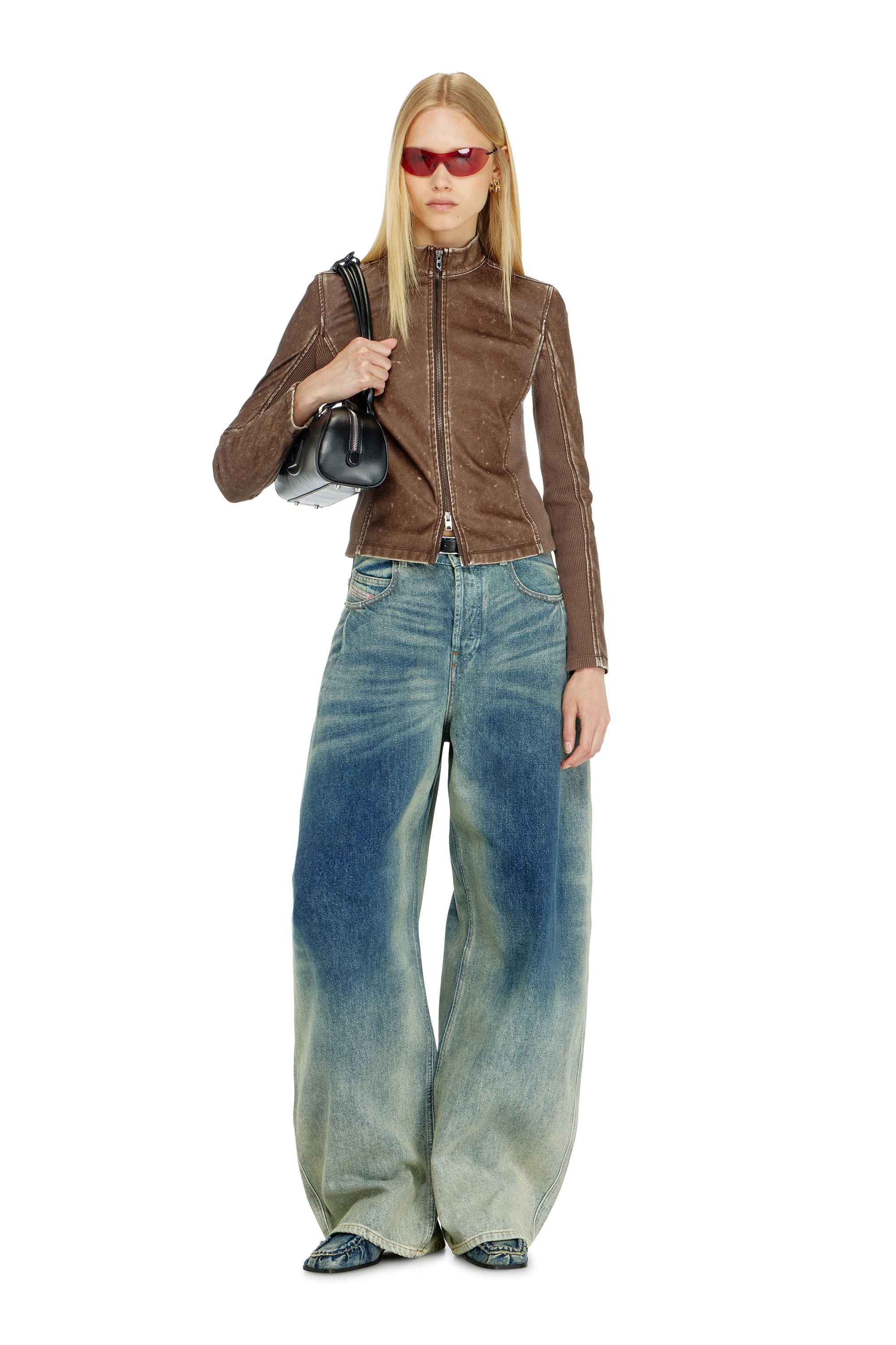 Diesel - T-HUNDER, Female's ジップアップトップ in ブラウン - 2