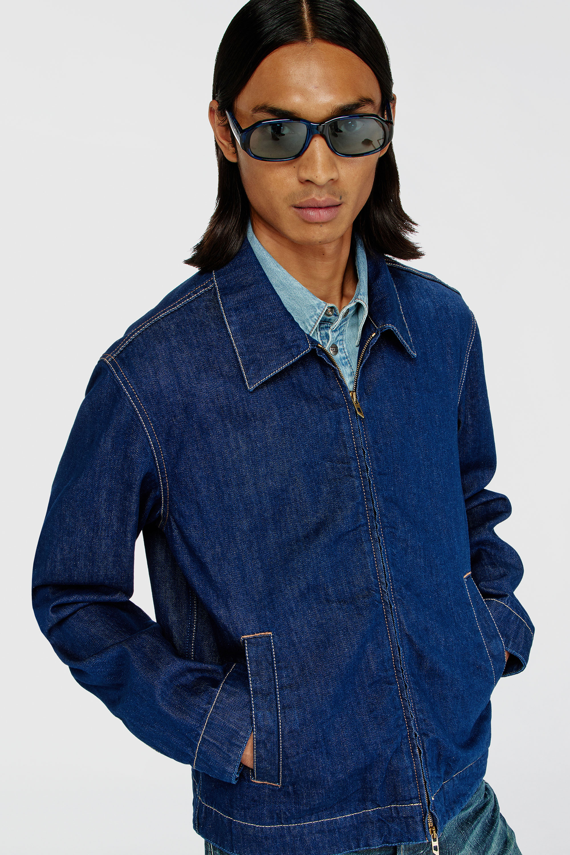 Diesel - D-ROHE, Male's デニムジャケット in ミディアムブルー - 4