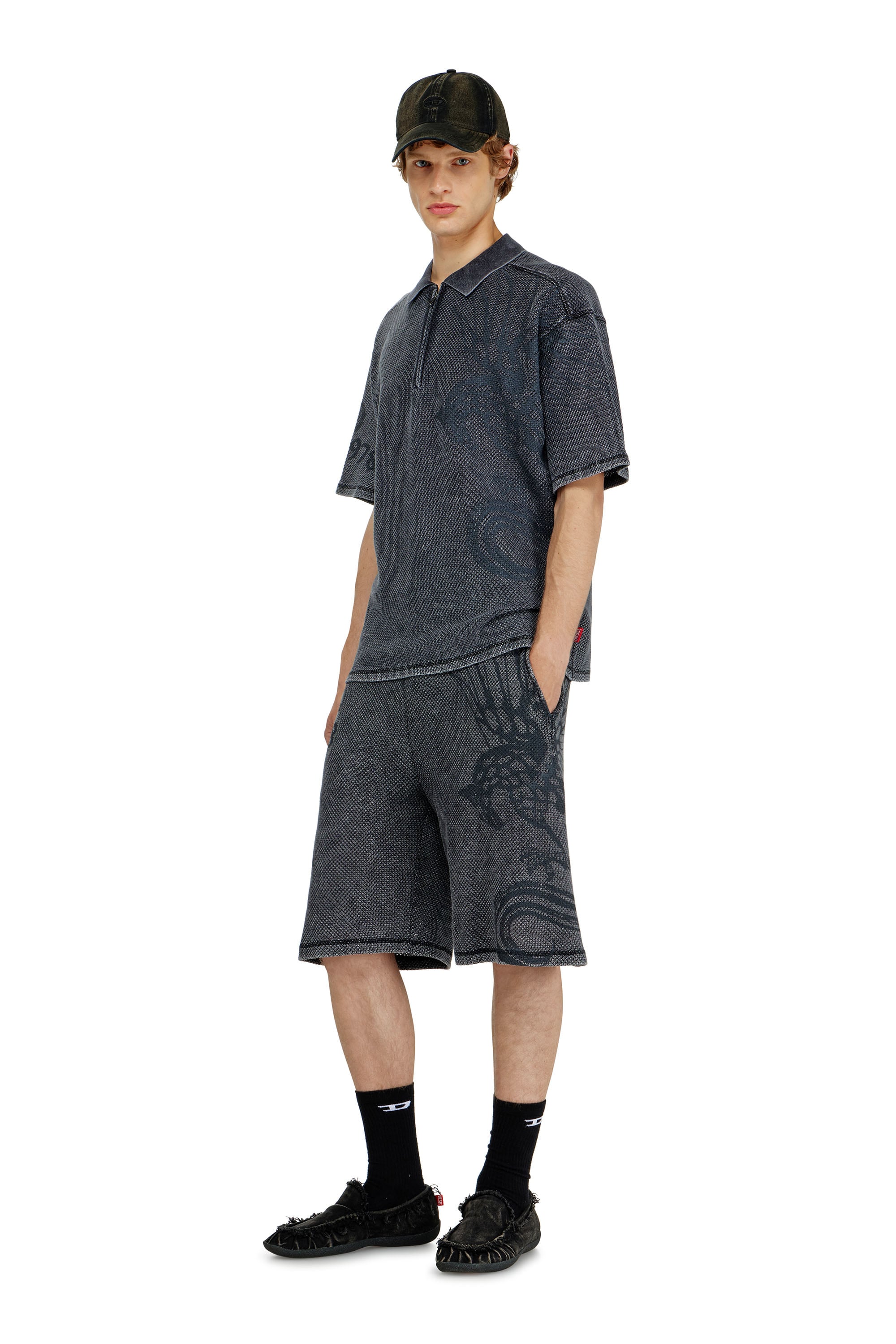 Diesel - T-ERRY-ZIP, Male's ポロシャツ in ダークグレー - 1