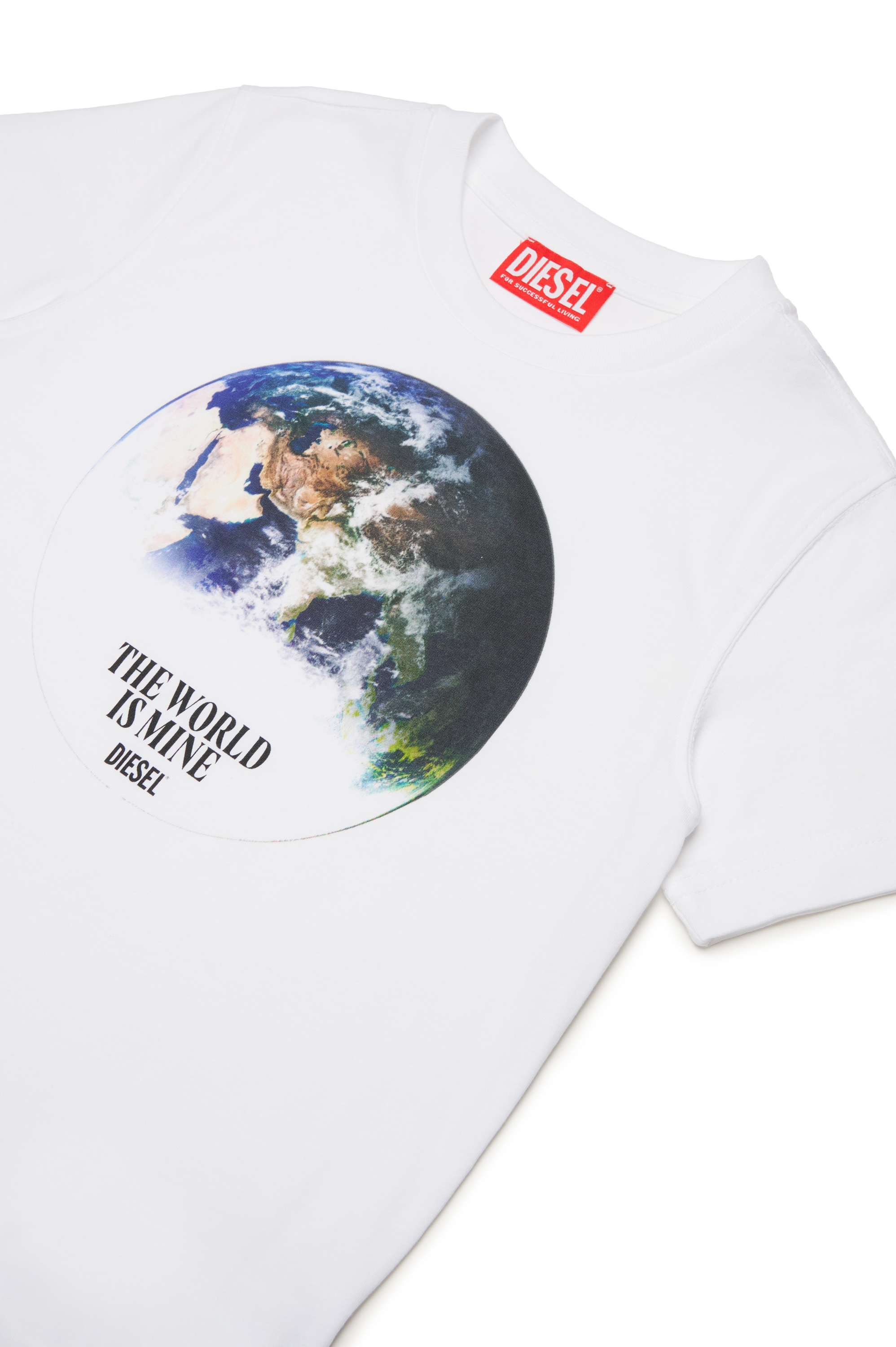 Diesel - TDIEGORL4, Male's T-shirt with globe logo in ホワイト - 3