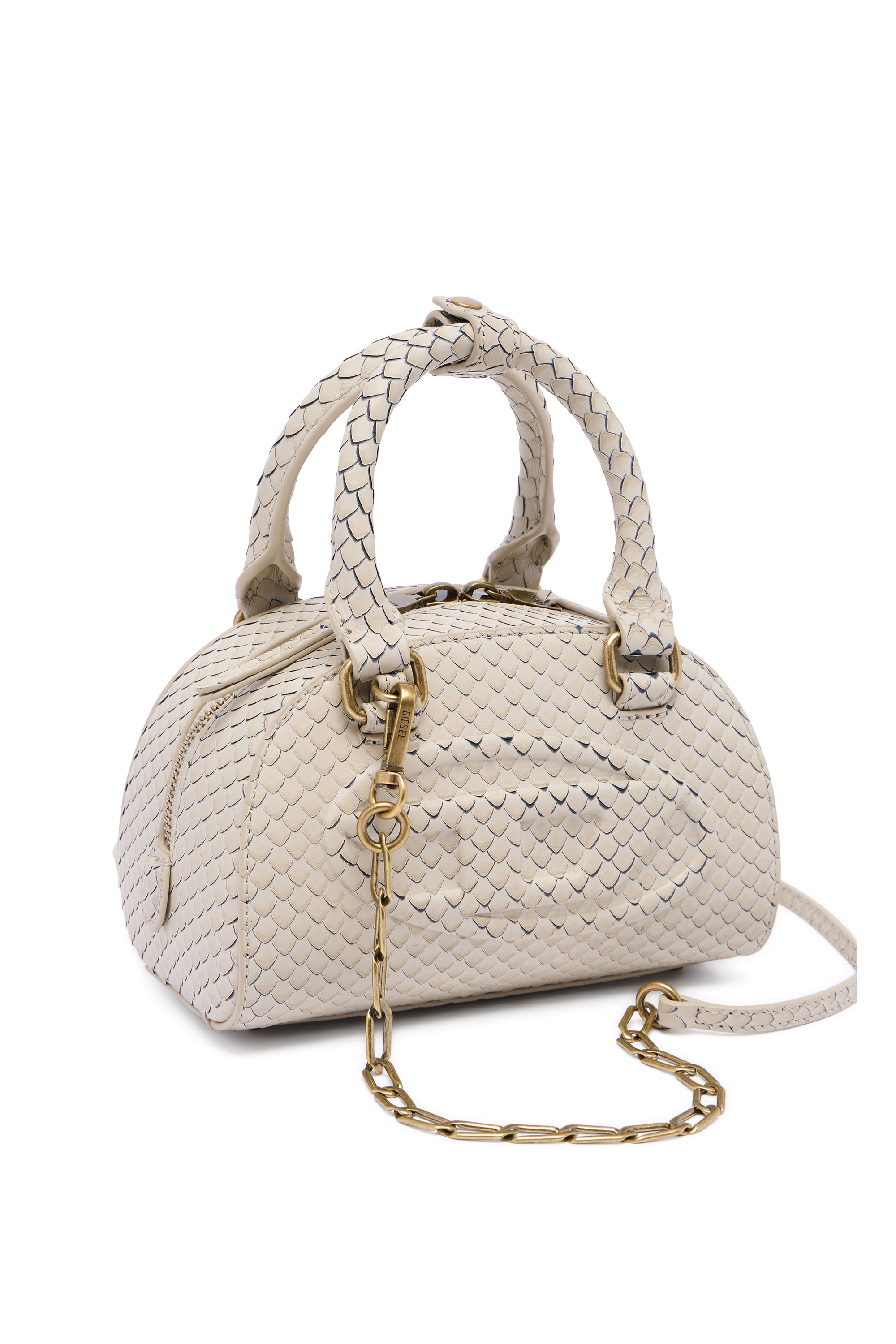 Diesel - 1DR DOME CROSSBODY, Female's 1DR Dome-Mini bowling bag in snake-effect leather in ベージュ - 6