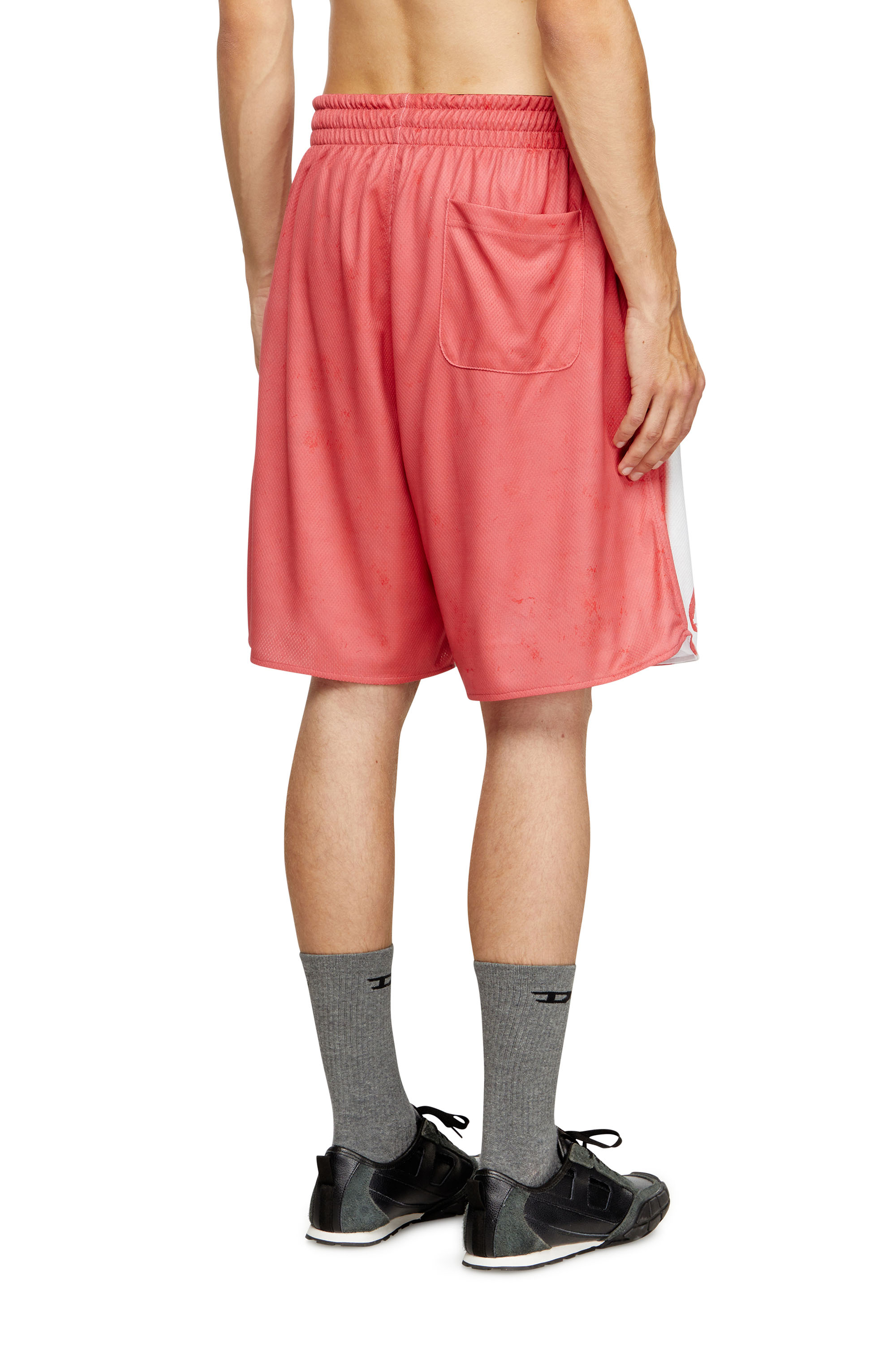 Diesel - P-KURT, Male's Striped shorts with photo patches in レッド/ホワイト - 4