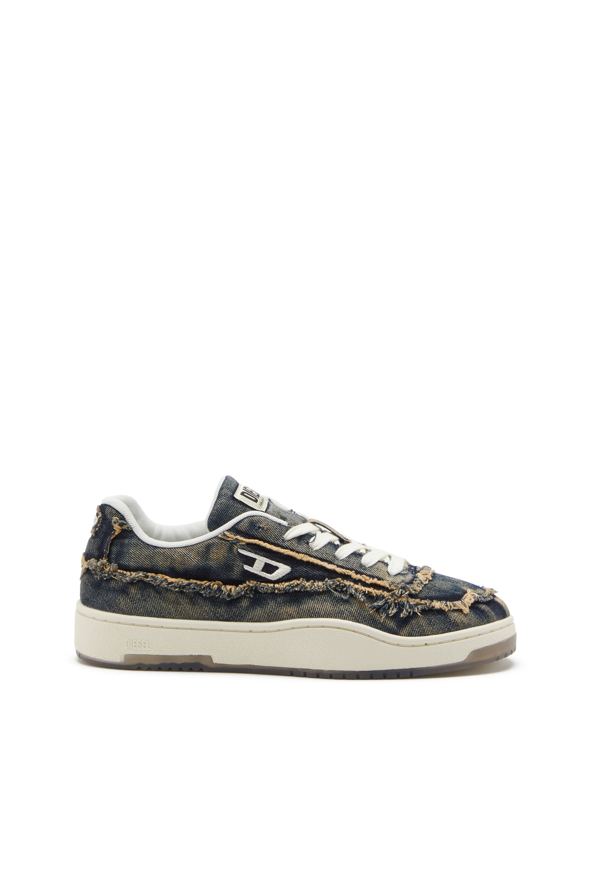 Diesel - S-TRACKER-D LOW, Male's S-Tracker-D-Frayed denim sneakers with transparent sole in ブルー - 1