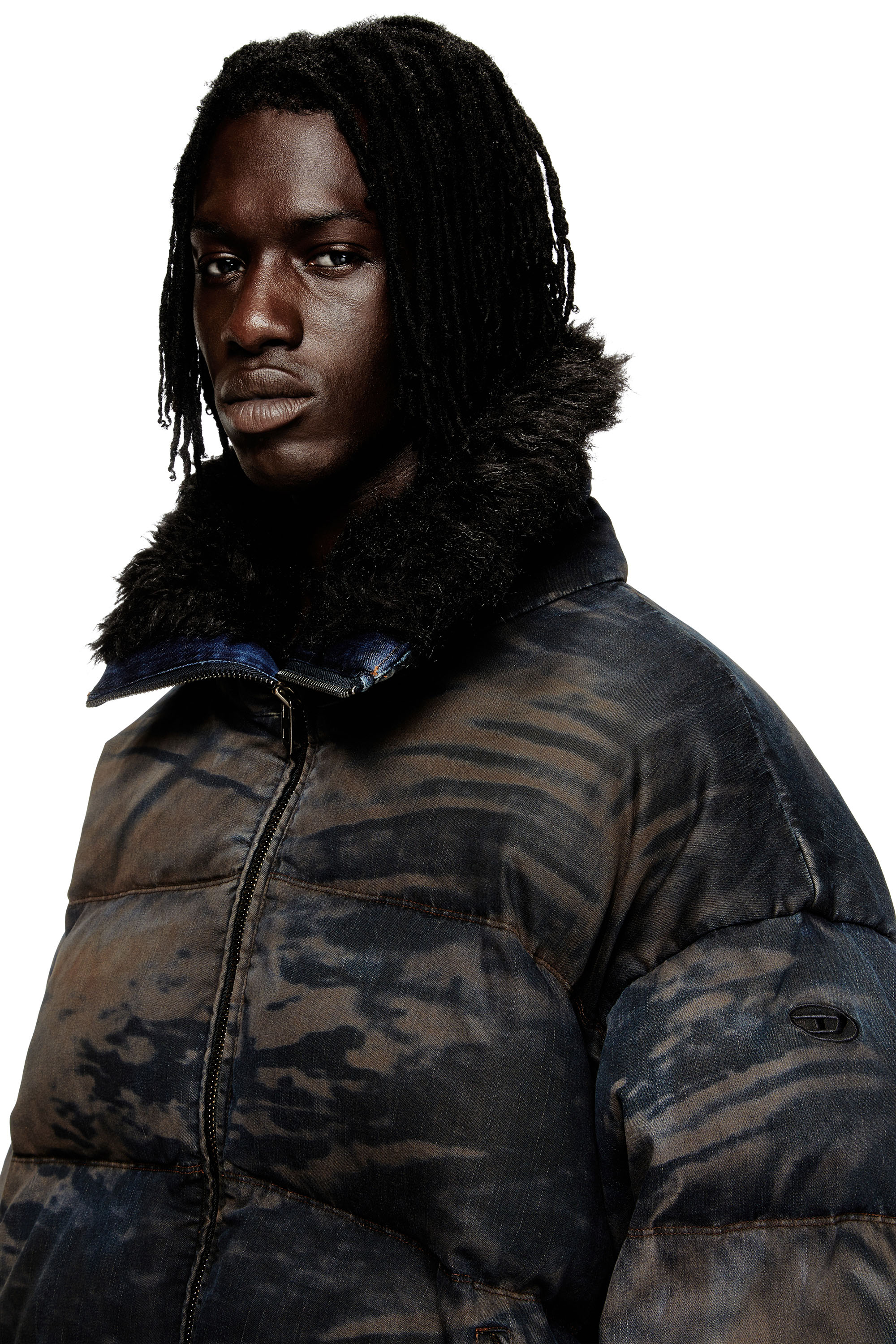 Diesel - W-JOHNS, Male's パファージャケット in ブラック/ブラウン - 4