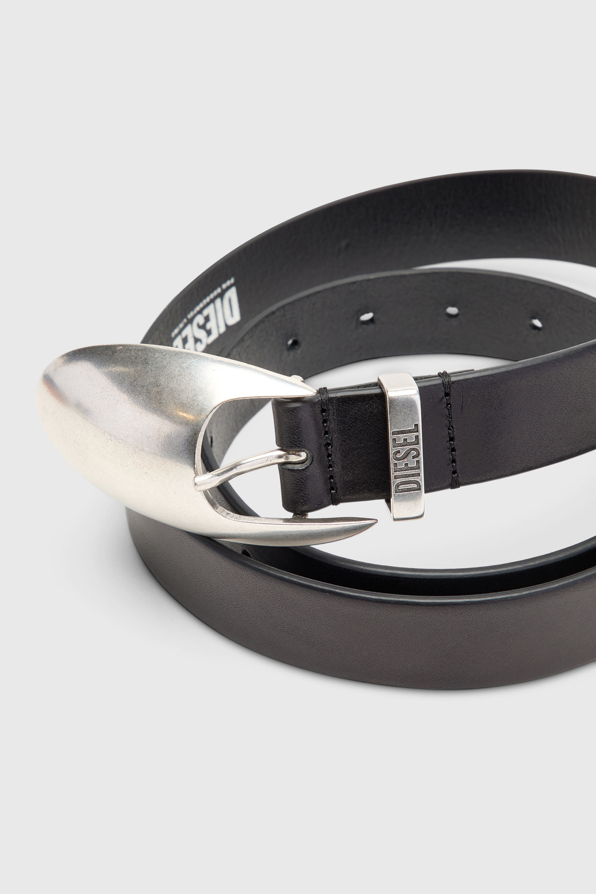 Diesel - B-ROP 30, Male's 3cm leather belt with sculptural buckle in ブラック - 2
