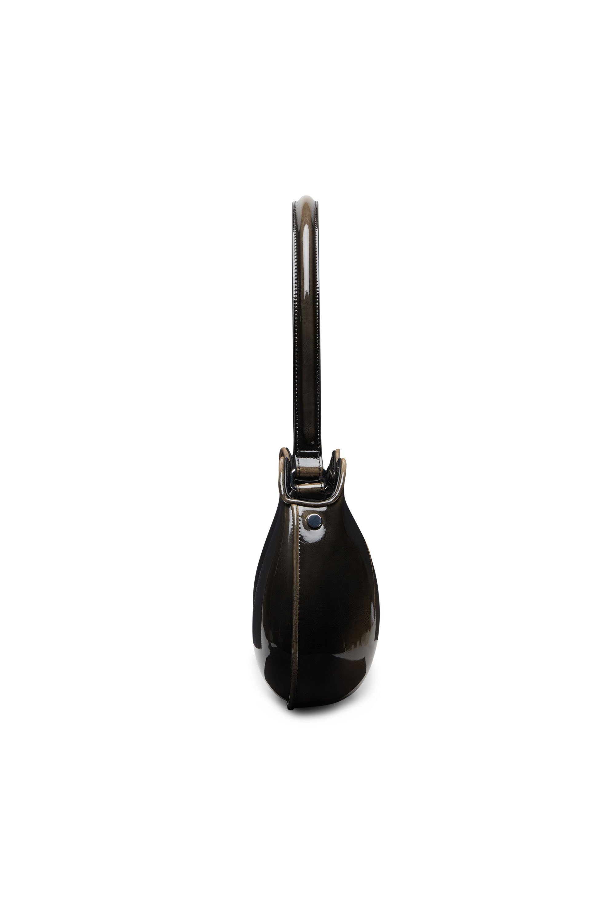 Diesel - DOUBLE-D SHOULDER, Female's Rigid shoulder bag in dégradé glossy PU in ブラック/ブロンズ - 3
