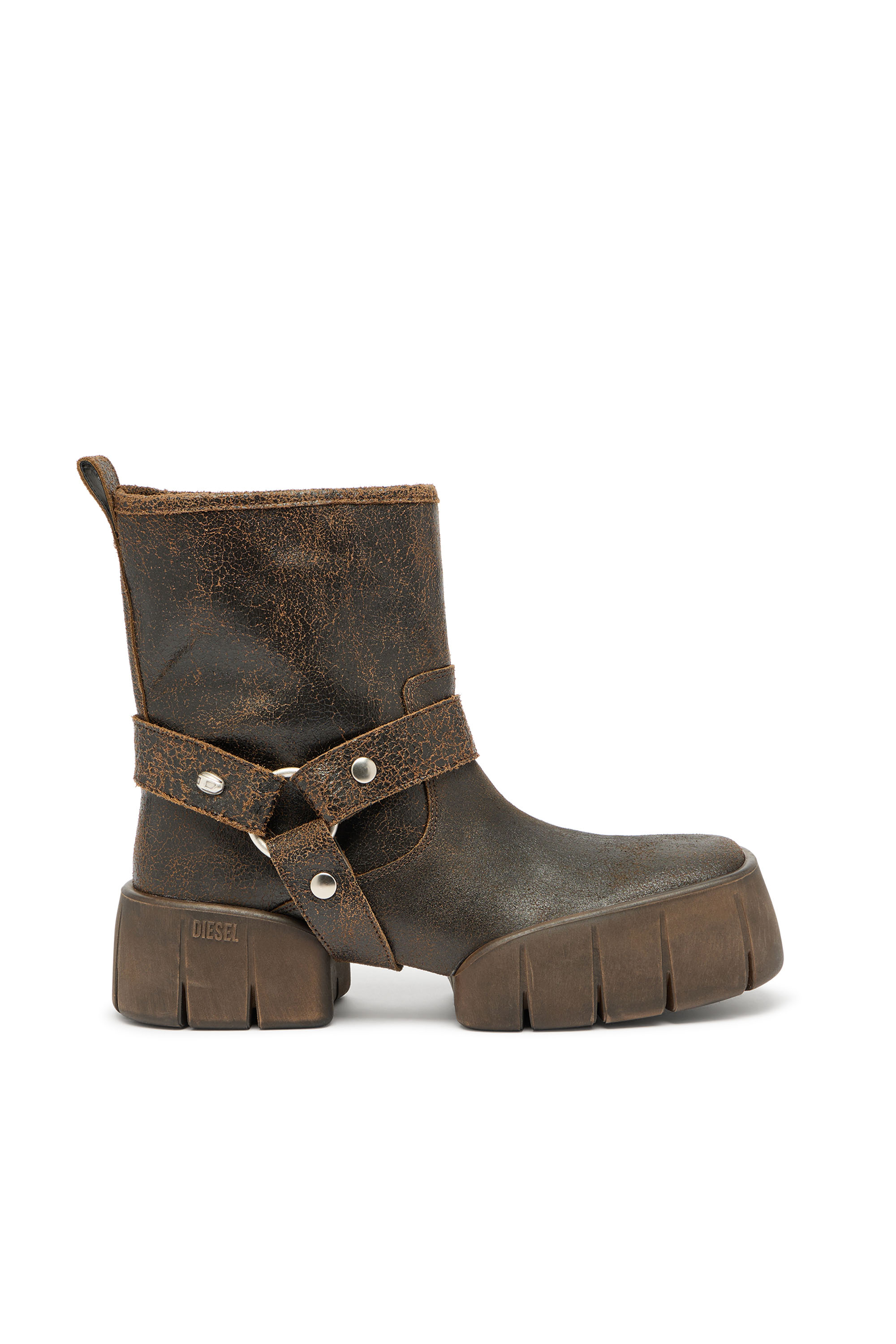 Diesel - D-TEX TU, Male's D-Tex-Biker boot in crackle leather in ブラウン - 1