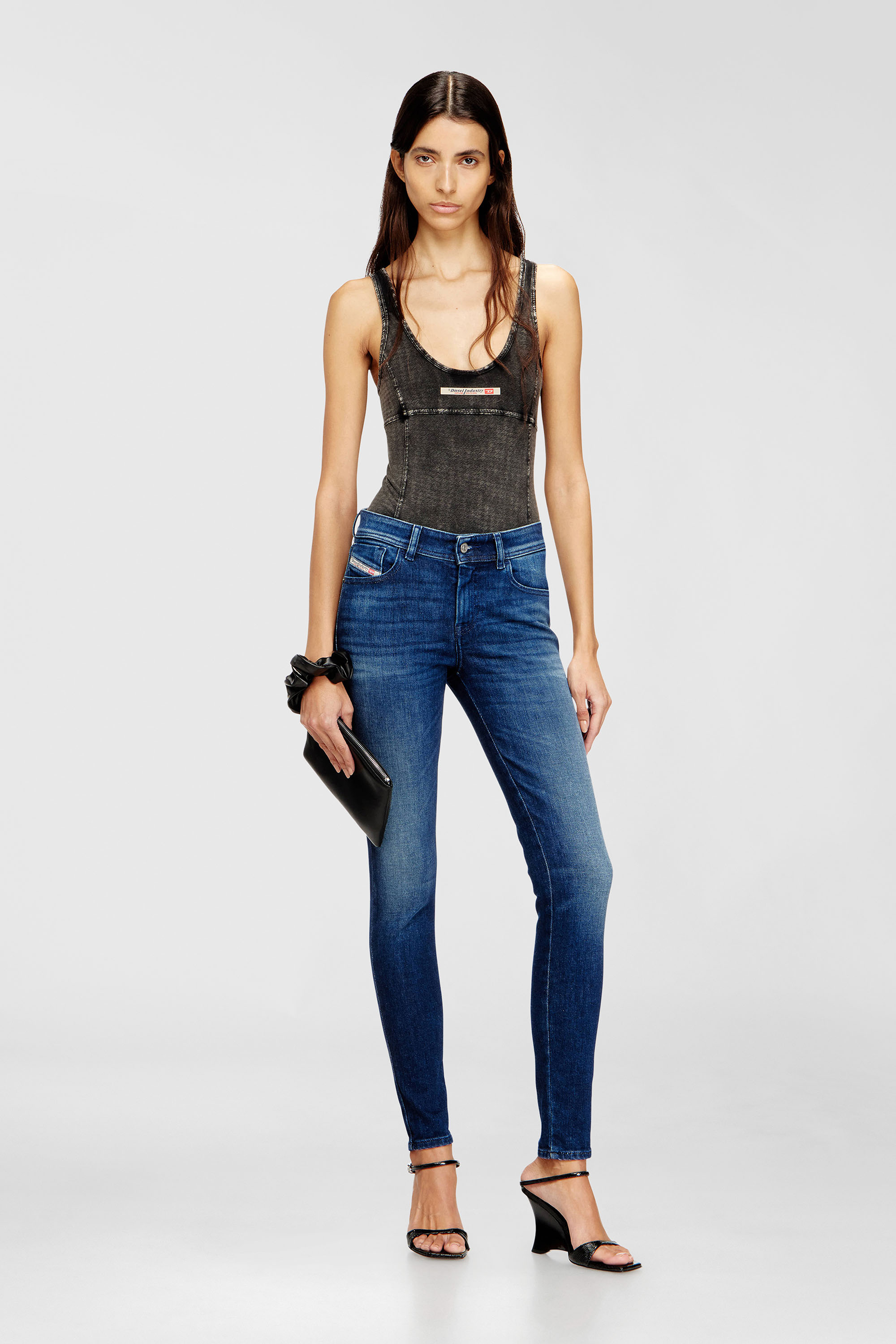 Diesel - Female's Skinny Jeans 2017 Slandy 09N12, ダークブルー - 2