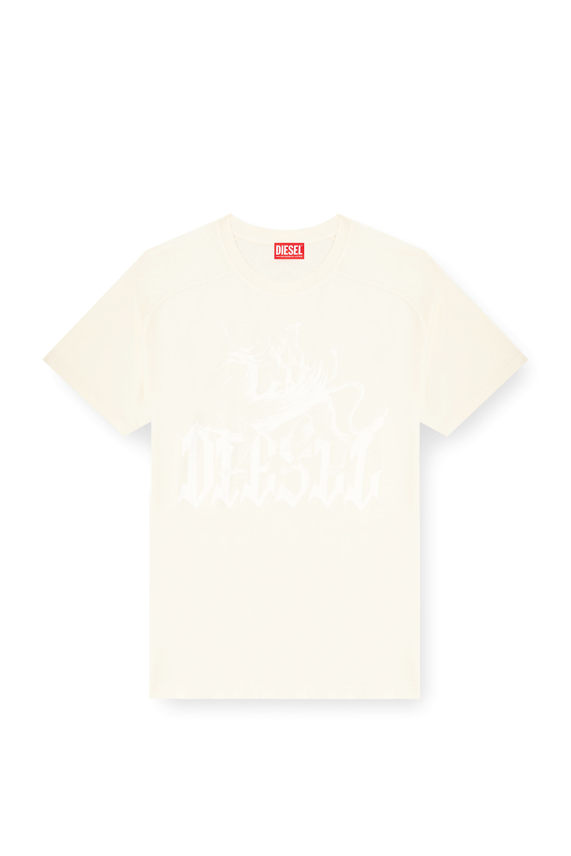 Diesel - T-JUSSI-A, Male's Printed T-shirt in cotton and hemp in ホワイト - 3