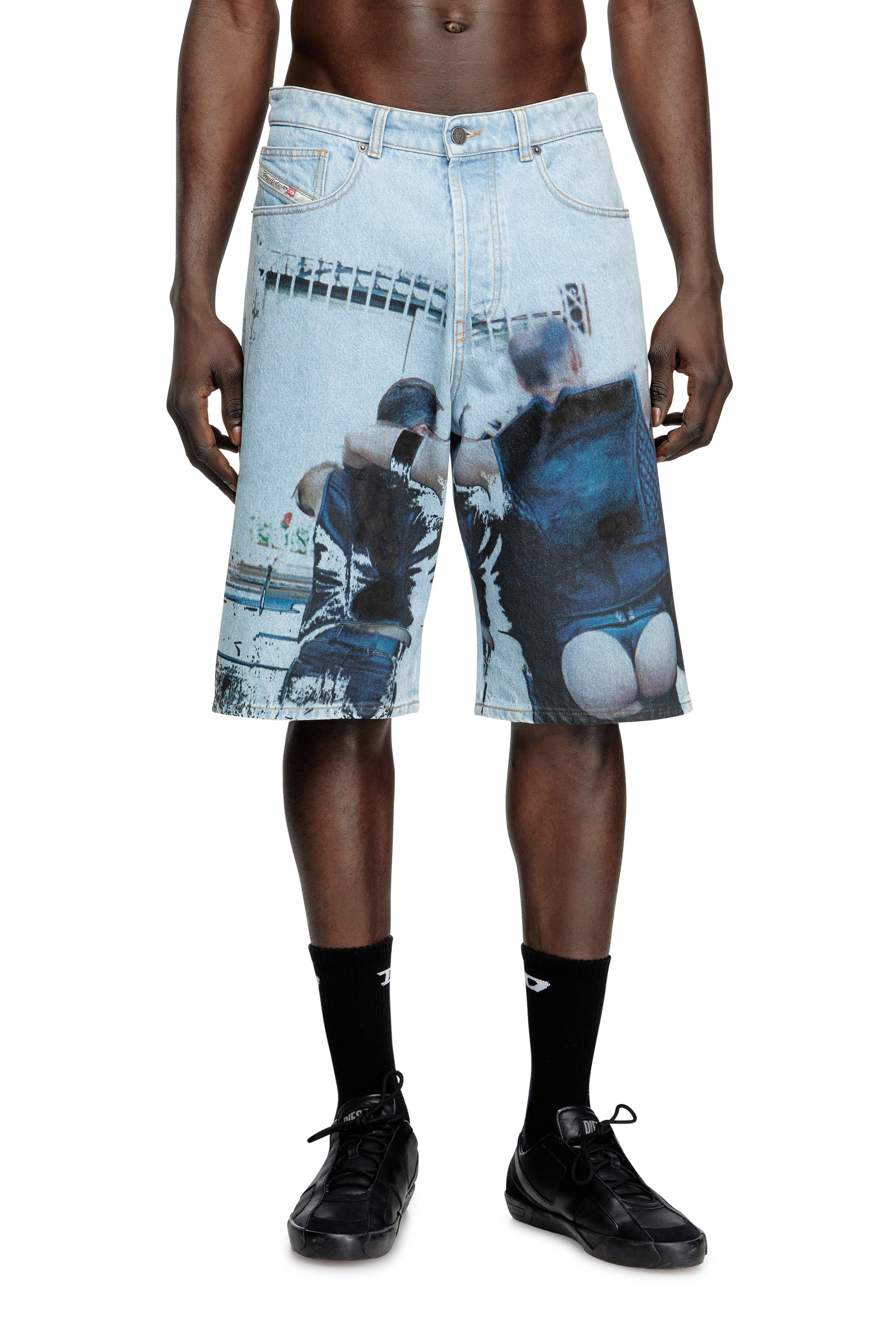 Diesel - PR-D-RIXFORD-S, Unisex's Denim shorts with faded print in ライトブルー - 3