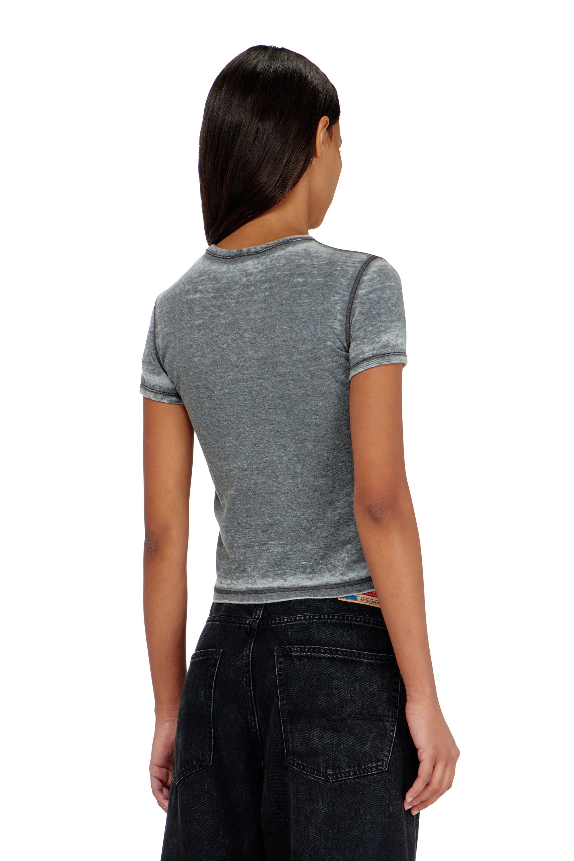 Diesel - T-UNCUTIES-LONG-AA3, Female's Tシャツ in ブルー/グレー - 4