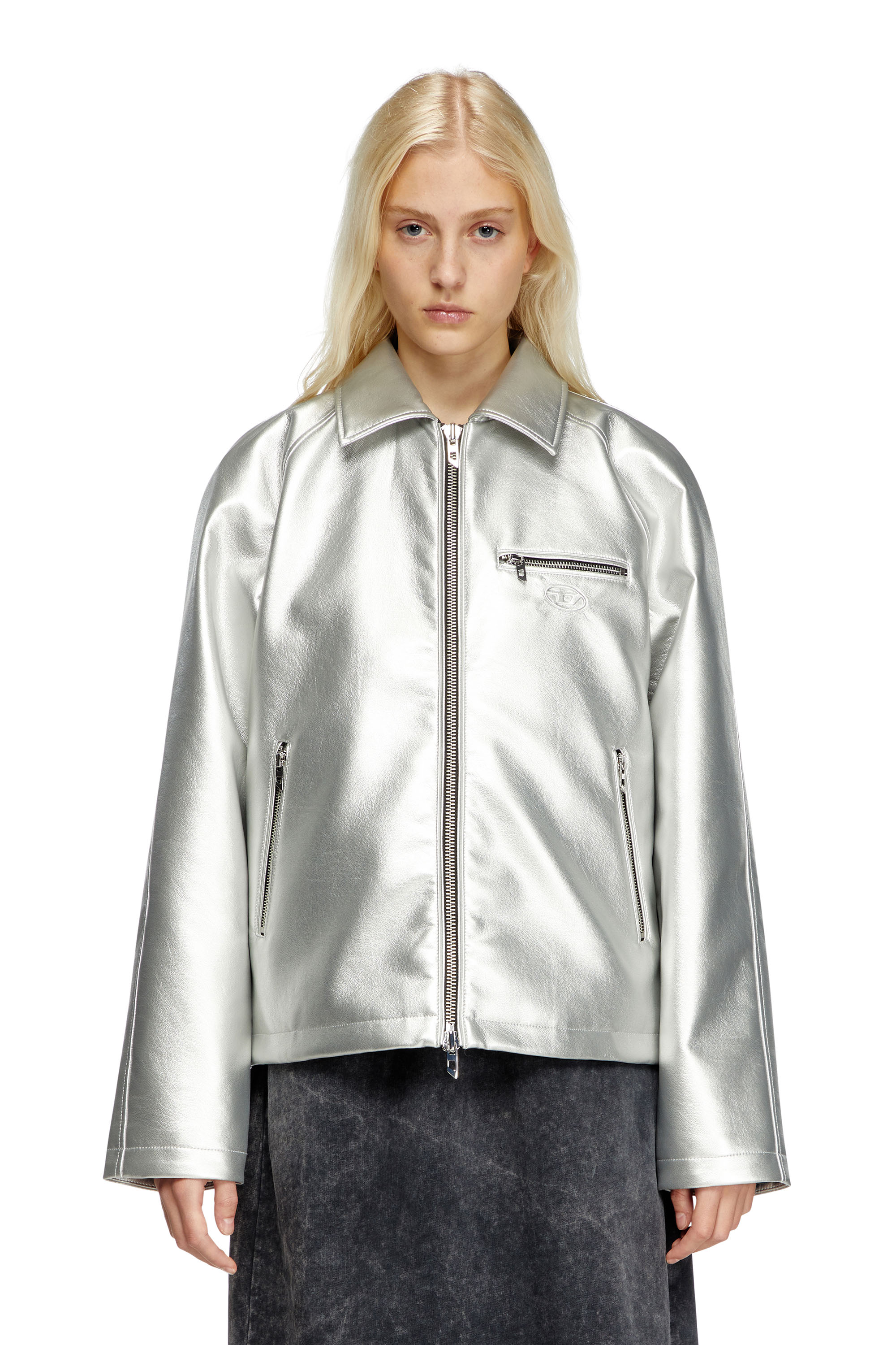 Diesel - J-THOME, Unisex's Metallic coach jacket in シルバー - 7