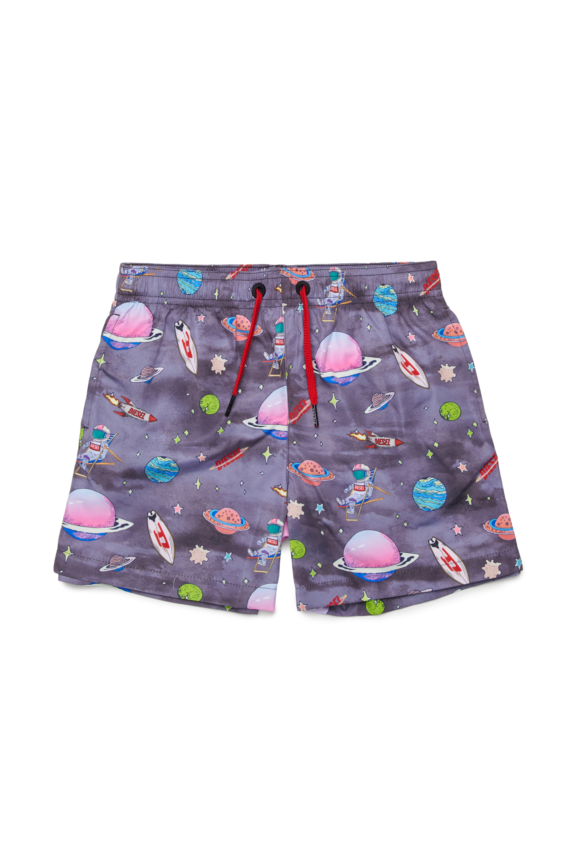 Diesel - MISPACE, Male's Swim shorts with all-over space print in ブラック/バイオレット - 1