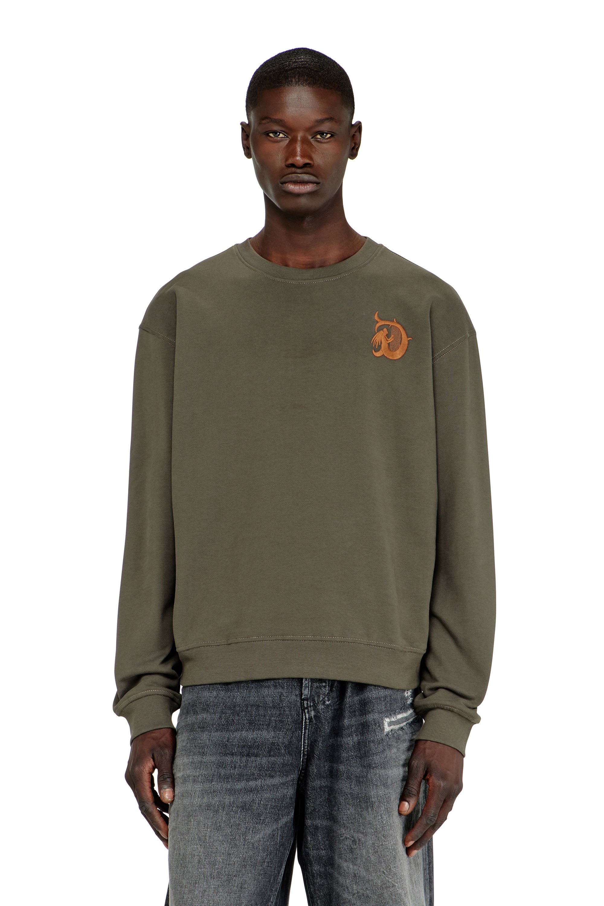 Diesel - S-NORM-AA4, Male's プルオーバースウェット in ミリタリーグリーン - 1