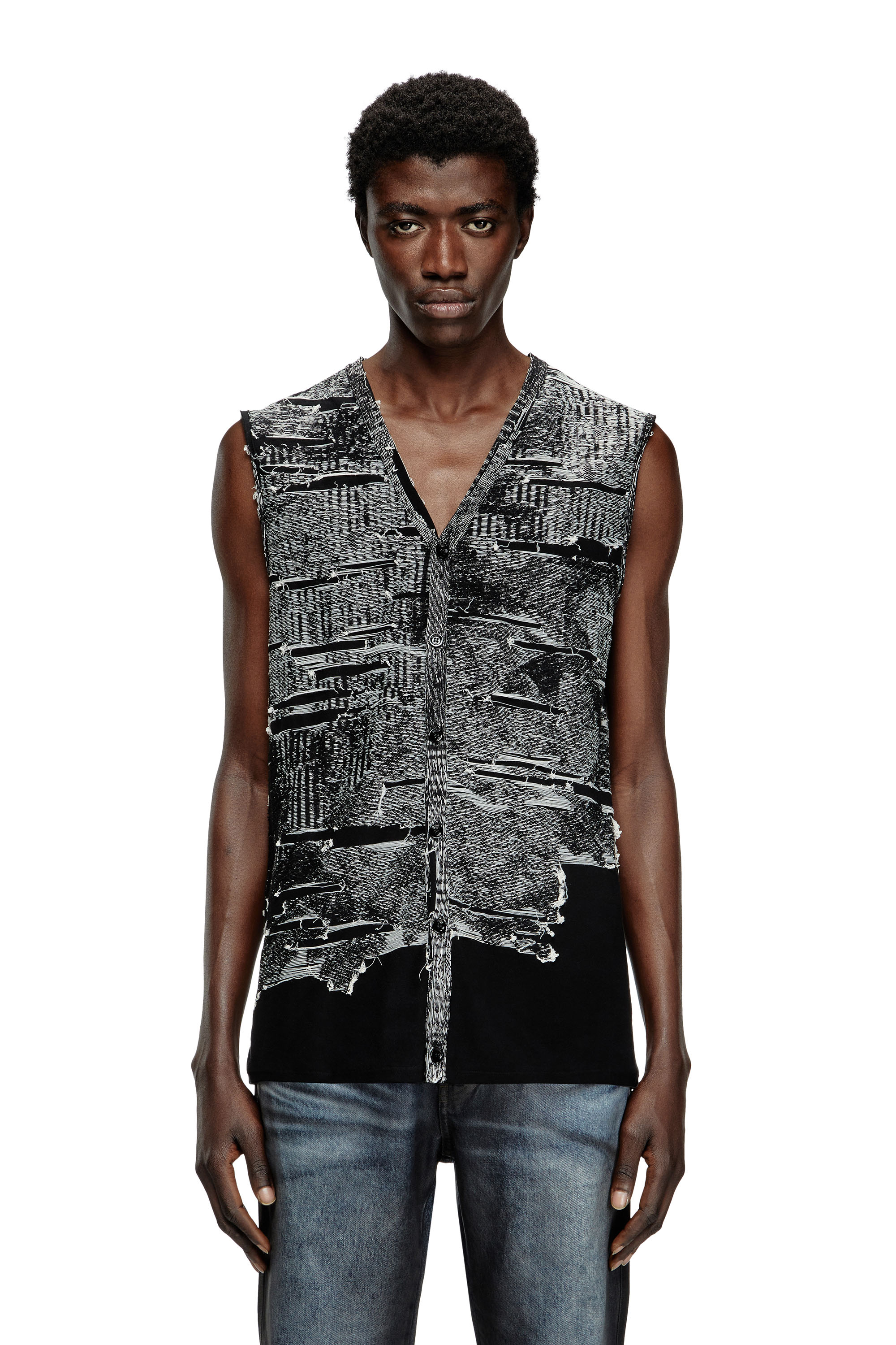 Diesel - K-CALLISTO-VEST, Male's Vest with engineered distressing in ブラック - 3