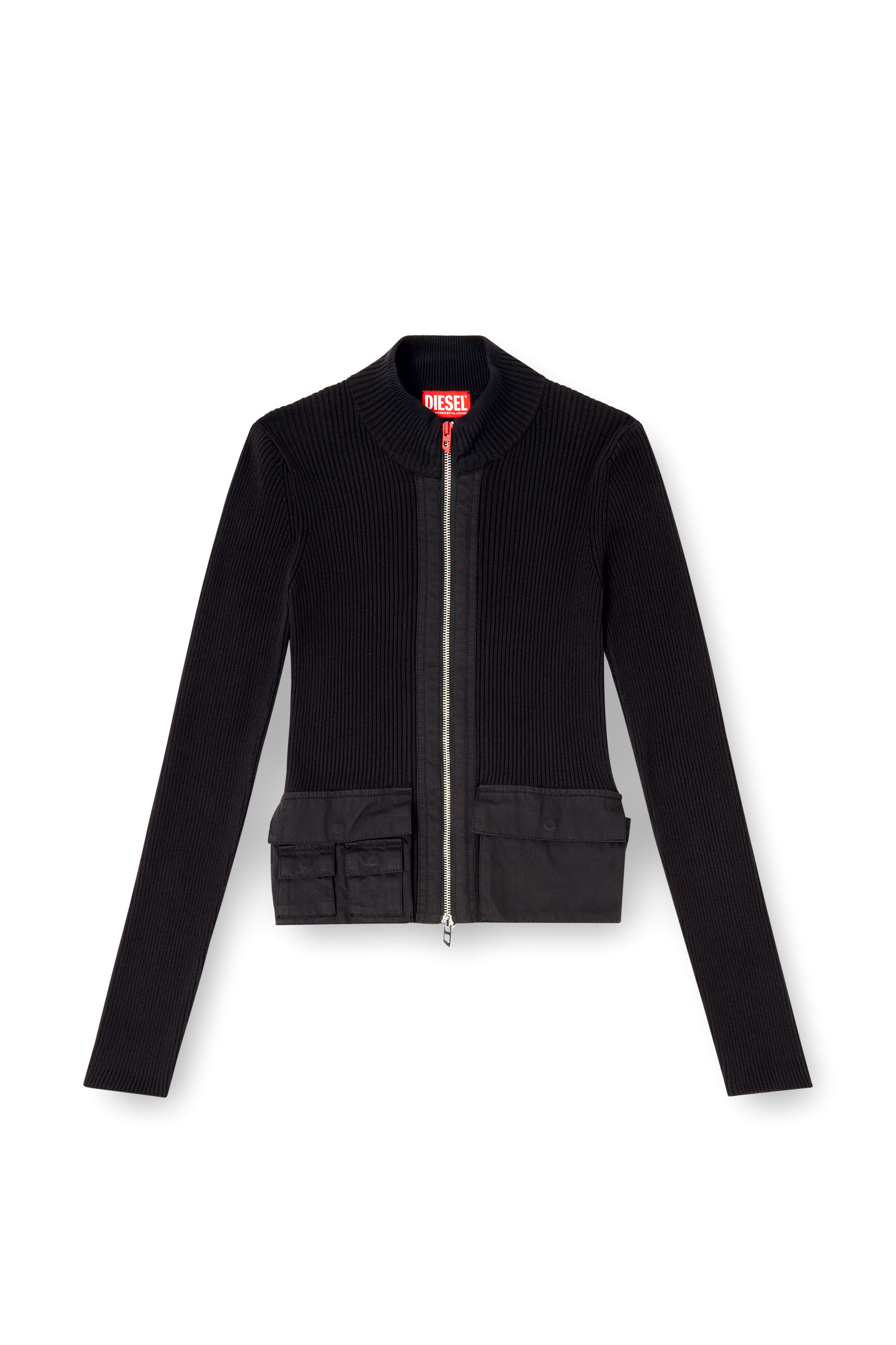 Diesel - M-MELISSA, Female's Ribbed dress with cargo pockets in ブラック - 3