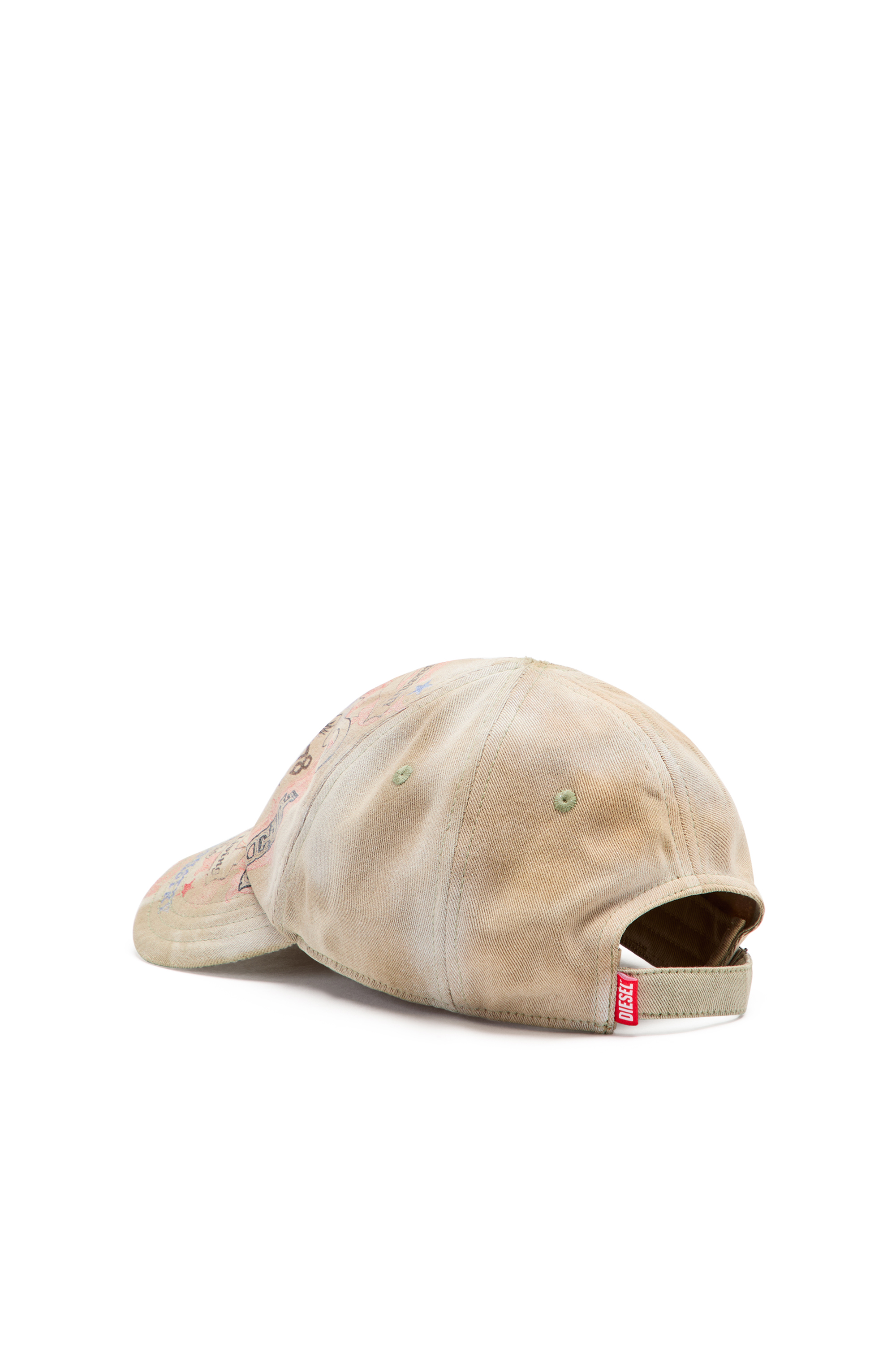Diesel - C-RITUAL, Male's Distressed baseball cap with logo print in ベージュ - 2
