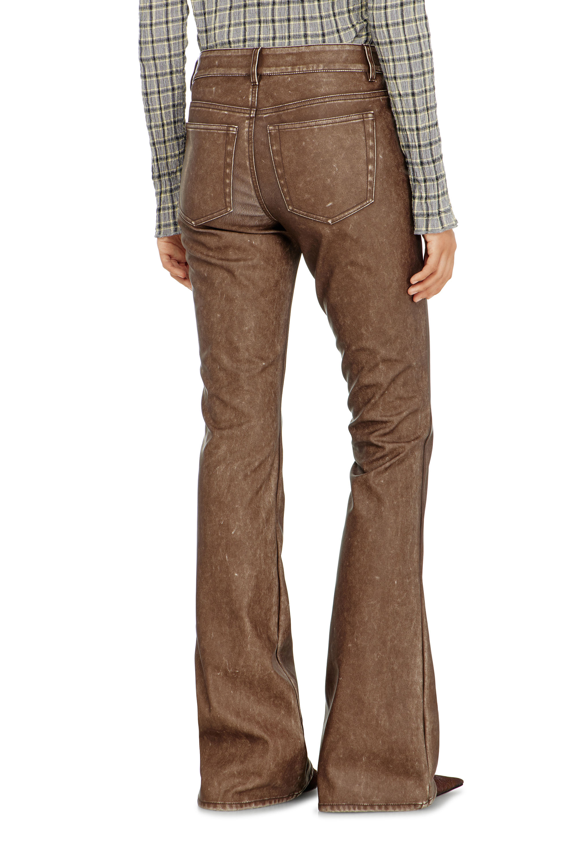 Diesel - P-STELLAR-S1, Female's Bootcut pants in treated coated fabric in ブラウン - 4
