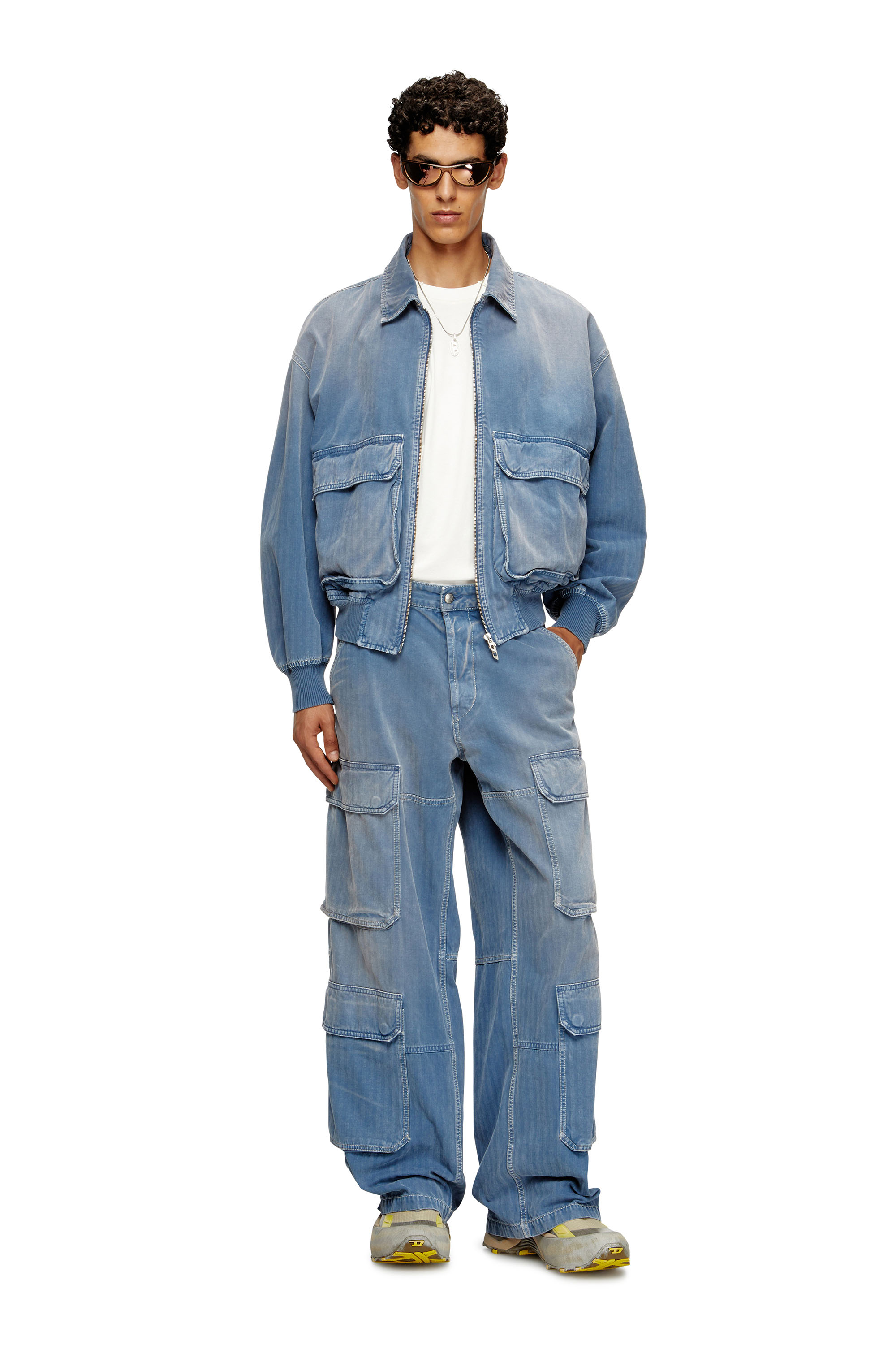 Diesel - D-KURZ, Unisex's Jacket in coloured herringbone denim in ライトブルー - 1