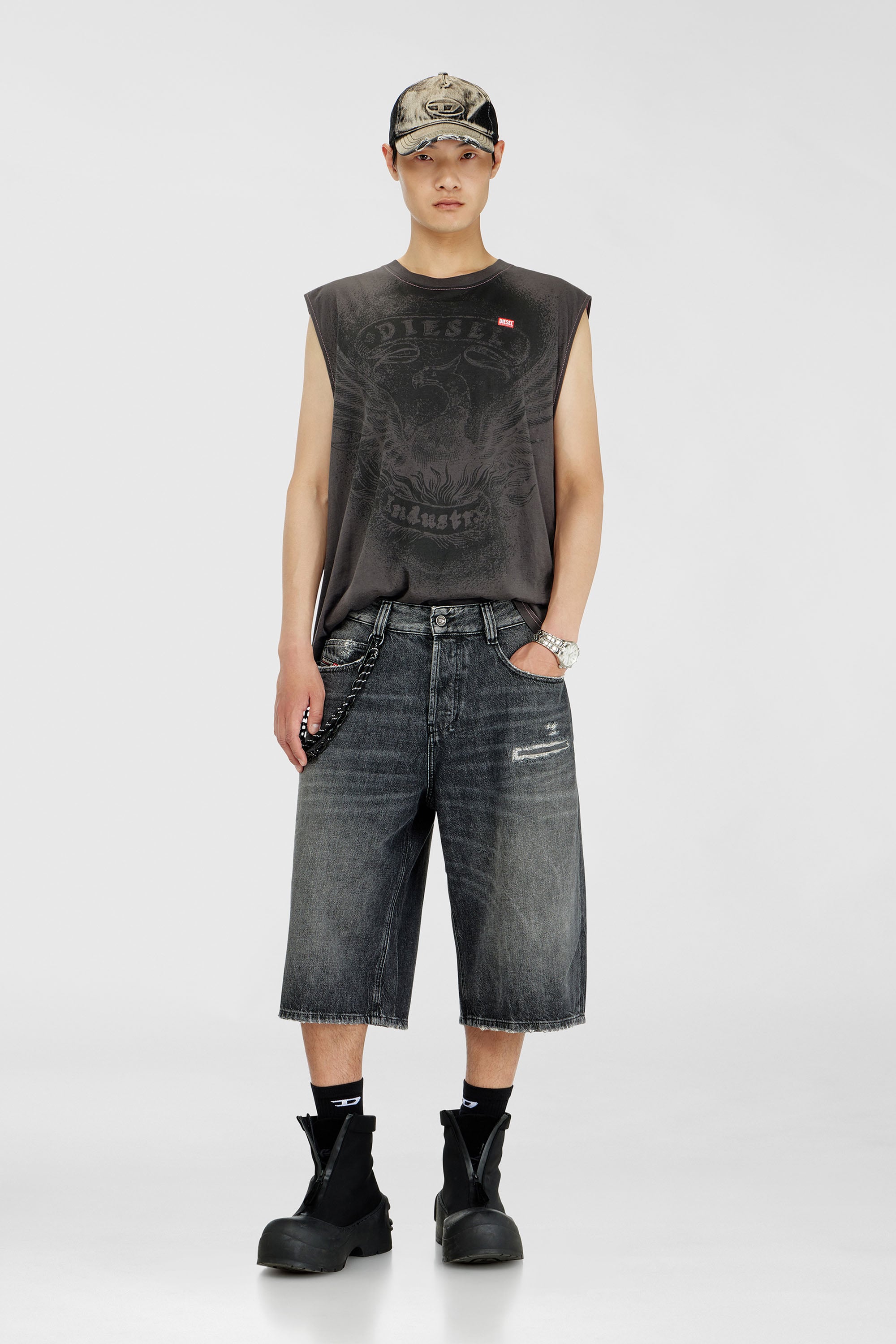 Diesel - D-ENIM-M-SHORT, Unisex's デニムショートパンツ in ダークグレー - 1