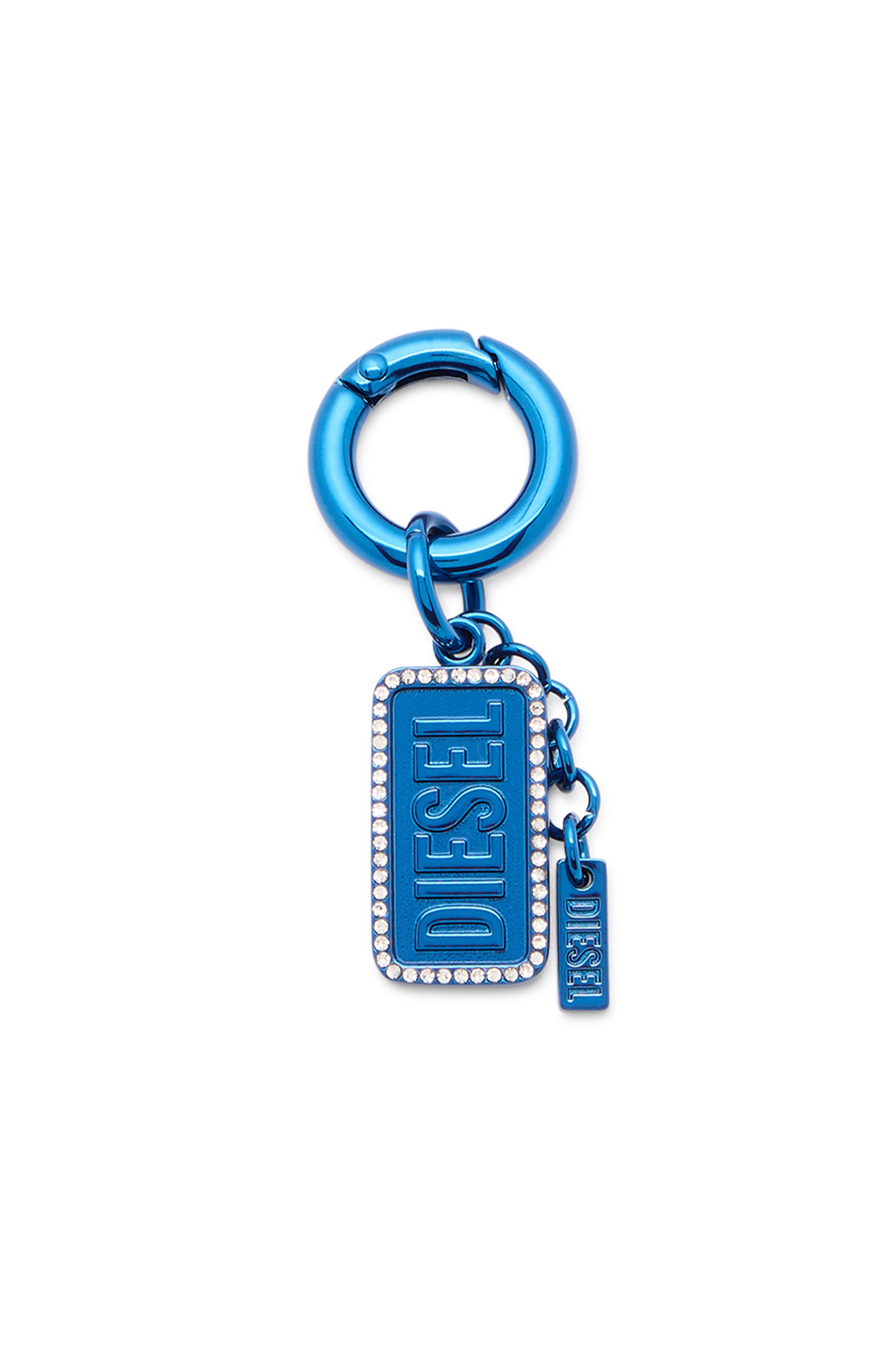 Diesel - CHARM-DIESEL, Unisex's Metal keyring with Diesel logo and rhinestones in ブルー - 1
