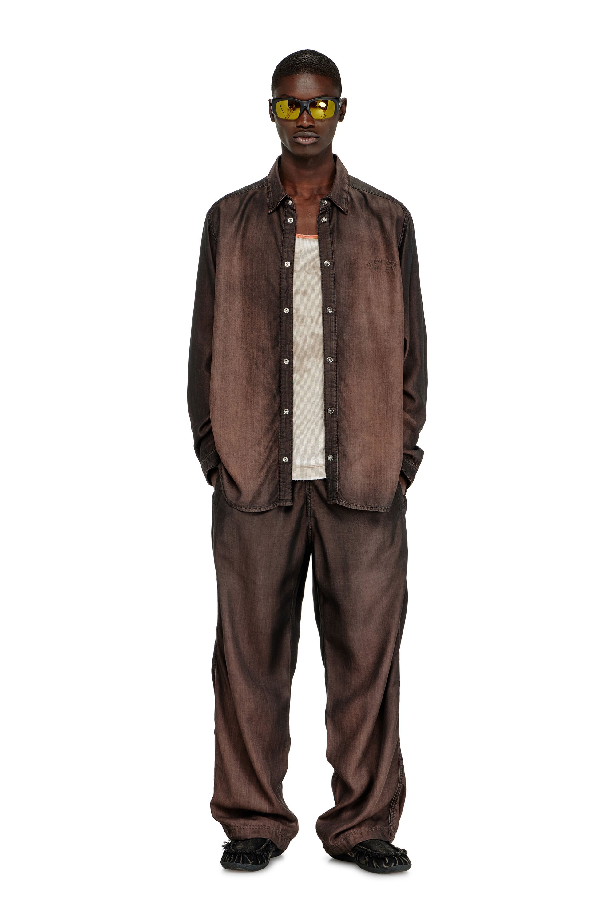 Diesel - D-SIMPLY-S16, Male's デニムシャツ in ブラウン - 2