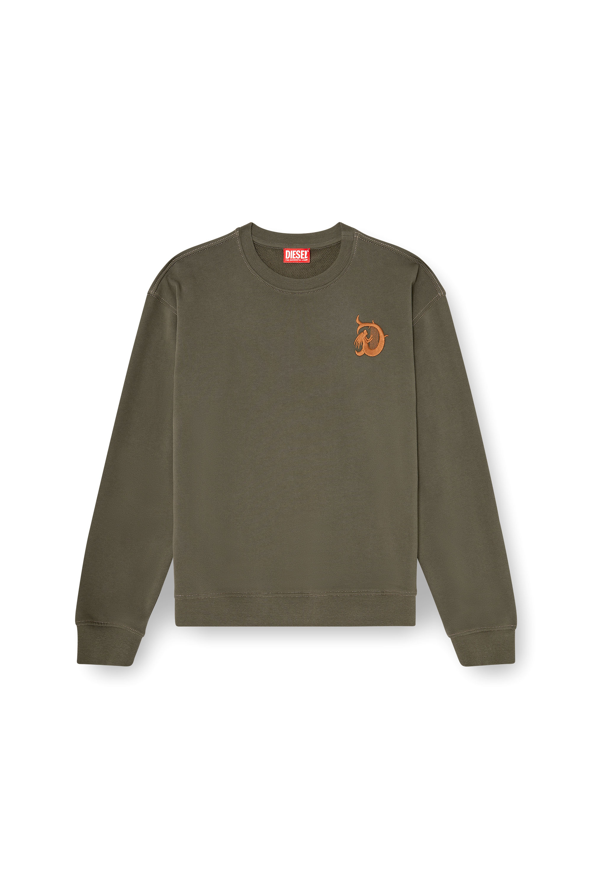 Diesel - S-NORM-AA4, Male's プルオーバースウェット in ミリタリーグリーン - 2