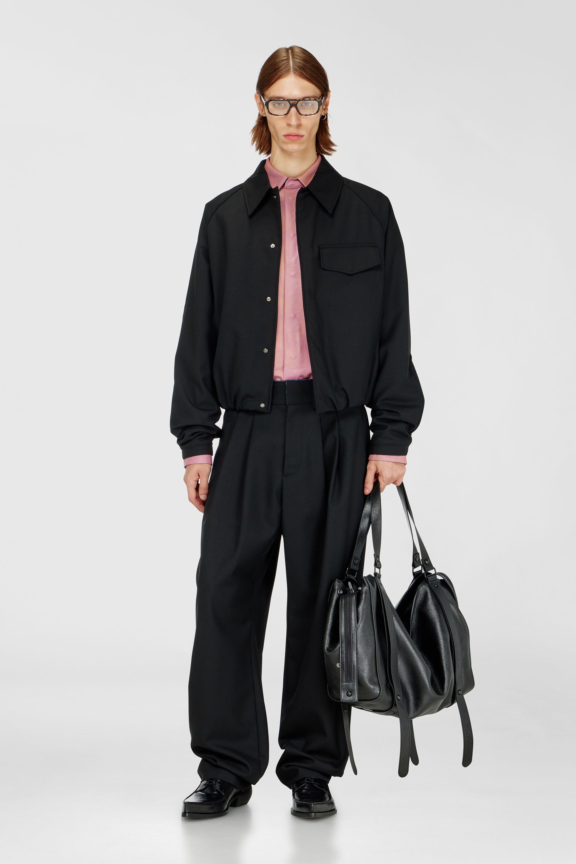 Diesel - J-ATTOR-COOL, Male's Gathered bomber jacket in wool blend in ブラック - 2