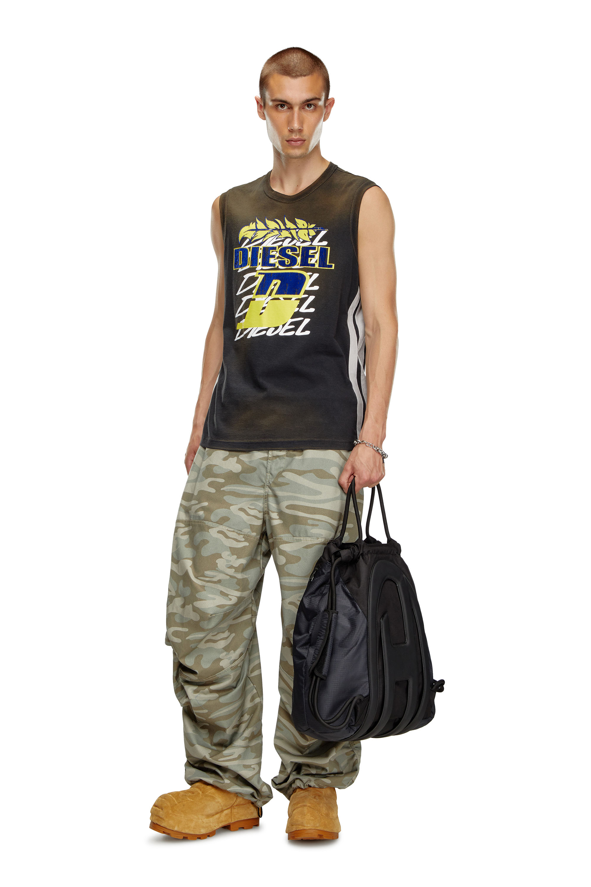 Diesel - CAGE-D TOTE XL, Male's Cage-D-Convertible bag in CORDURA and ripstop in ブラック - 6