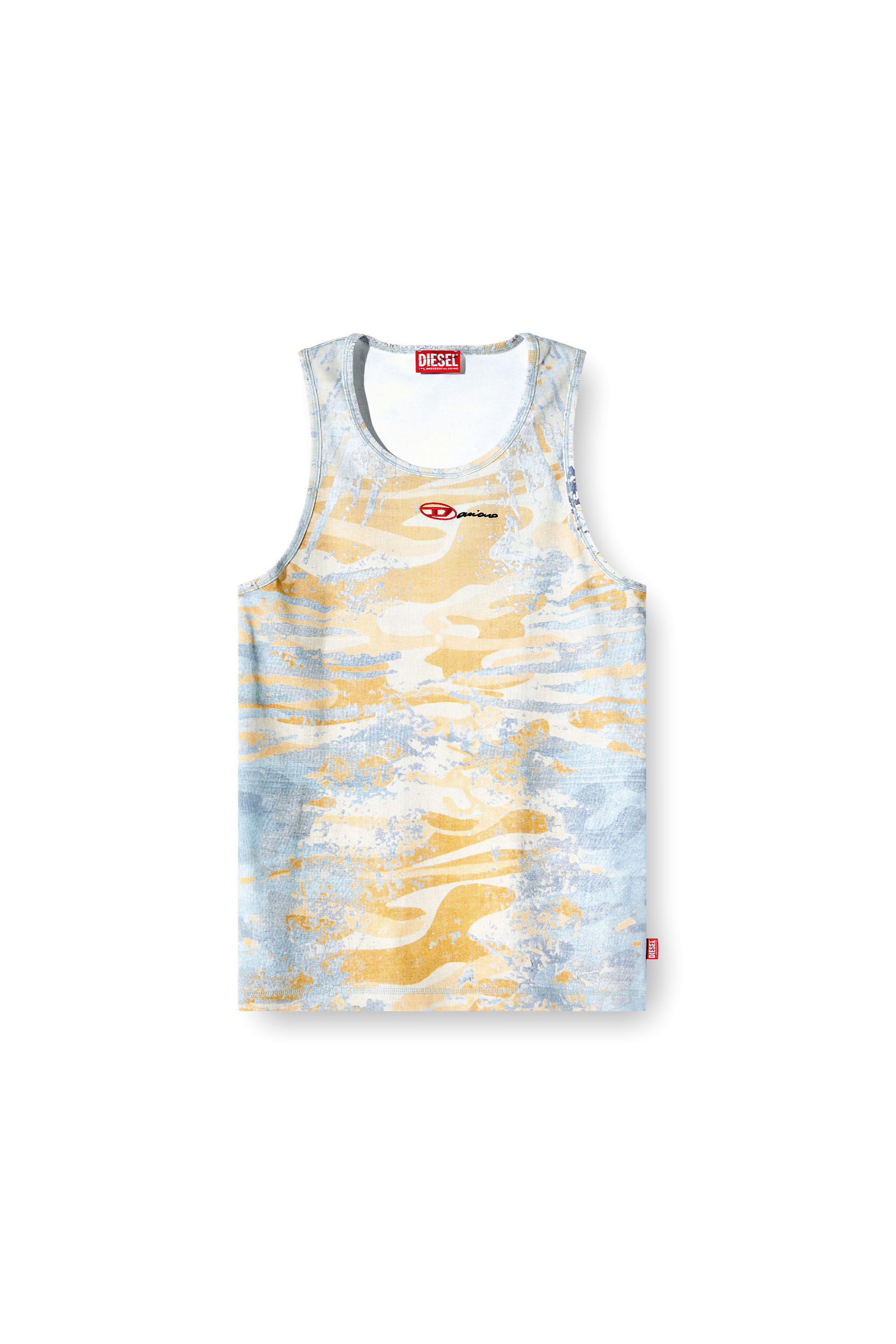 Diesel - T-LIFTY-DD, Unisex's Camo tank top in stretch cotton in ブルー/イエロー - 6
