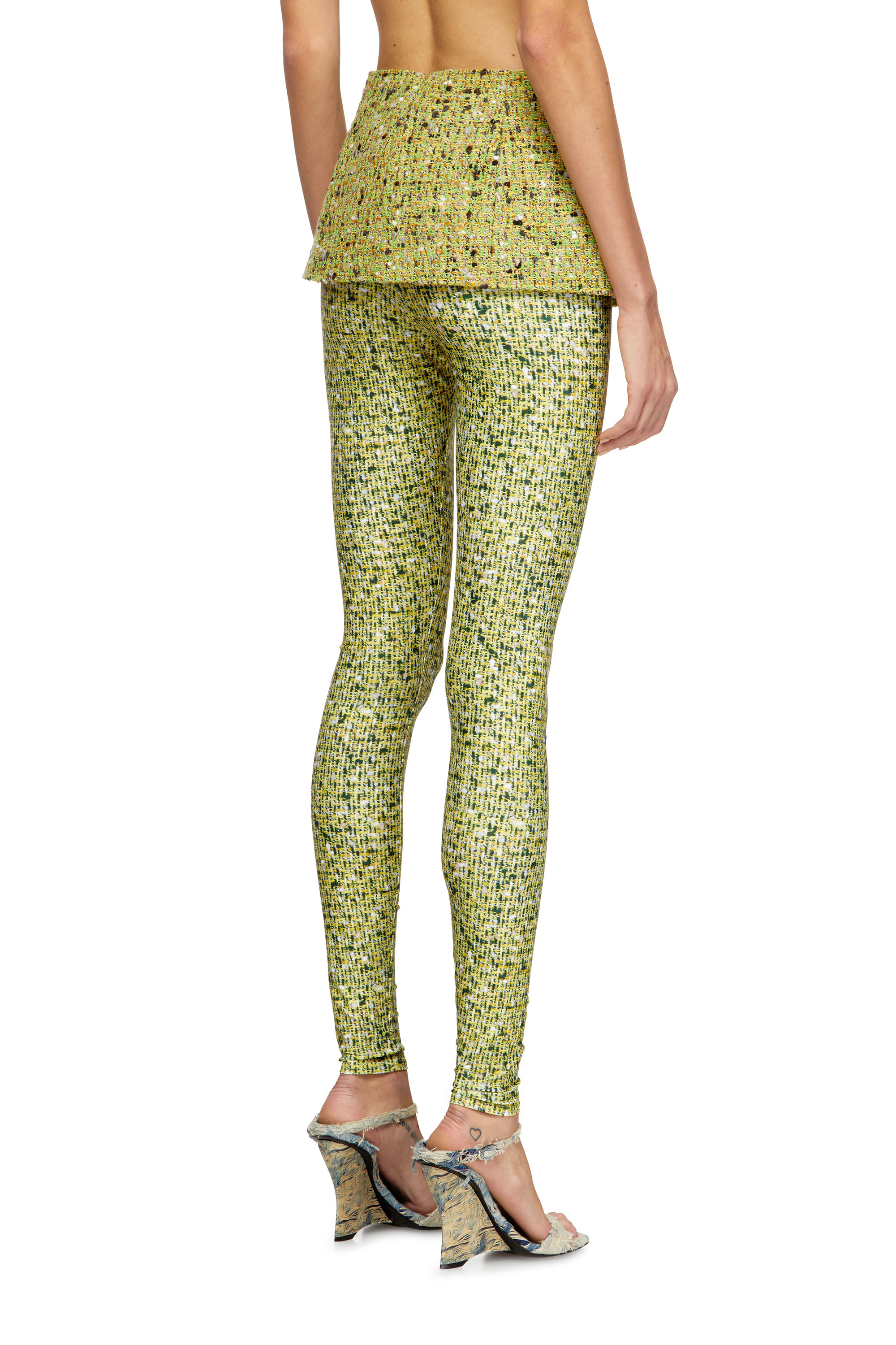 Diesel - P-HOUR-MIX, Female's Bouclé skirt with lycra leggings in グリーン - 4