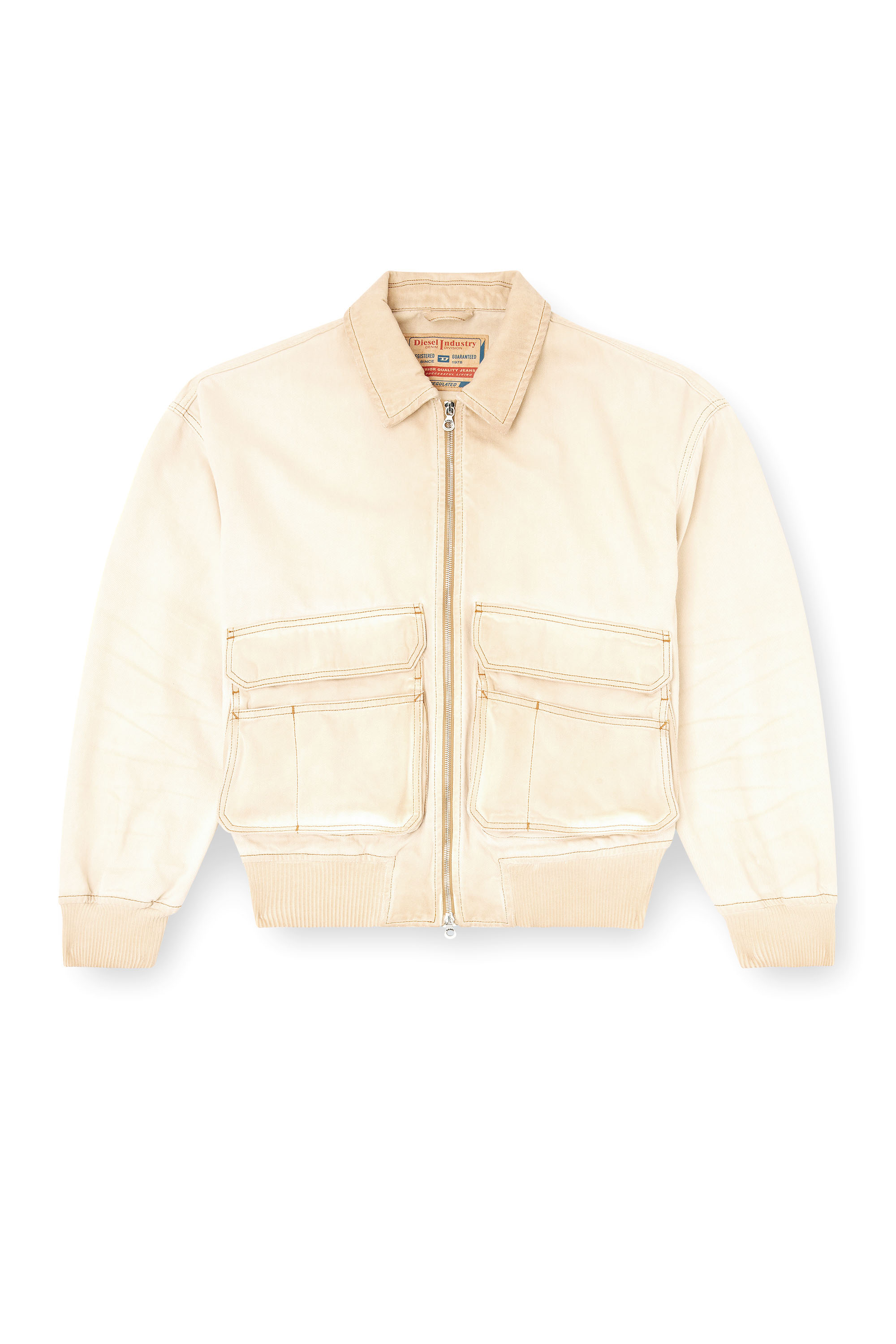 Diesel - D-KURZ, Unisex's Jacket in batavia-weave denim in ベージュ - 3