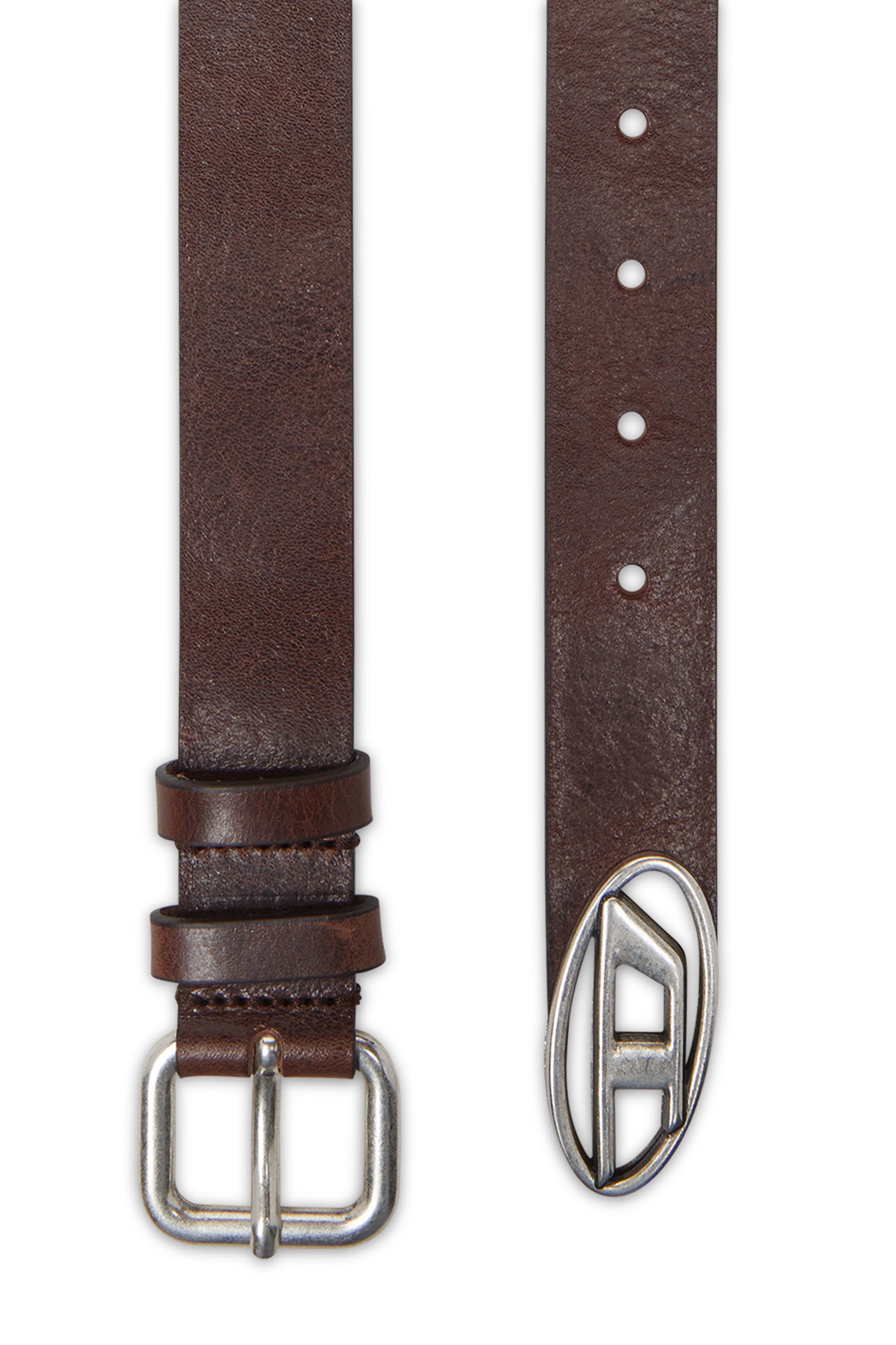 Diesel - B-INLAY, Unisex's 2.9cm leather belt with oval d logo in ブラウン - 1