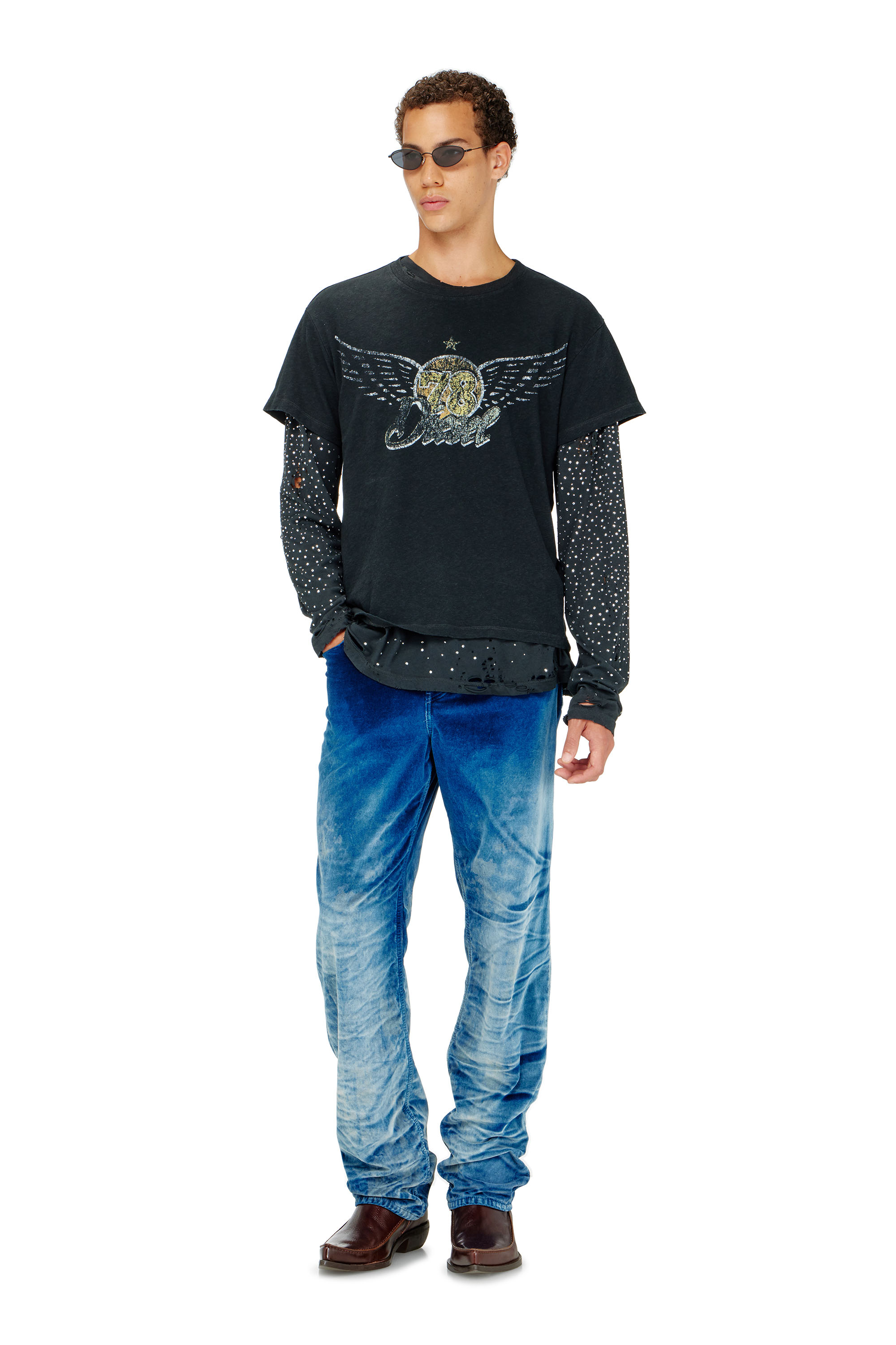 Diesel - T-GERIO-A, Male's Cotton-hemp T-shirt with concert graphics in null - 1