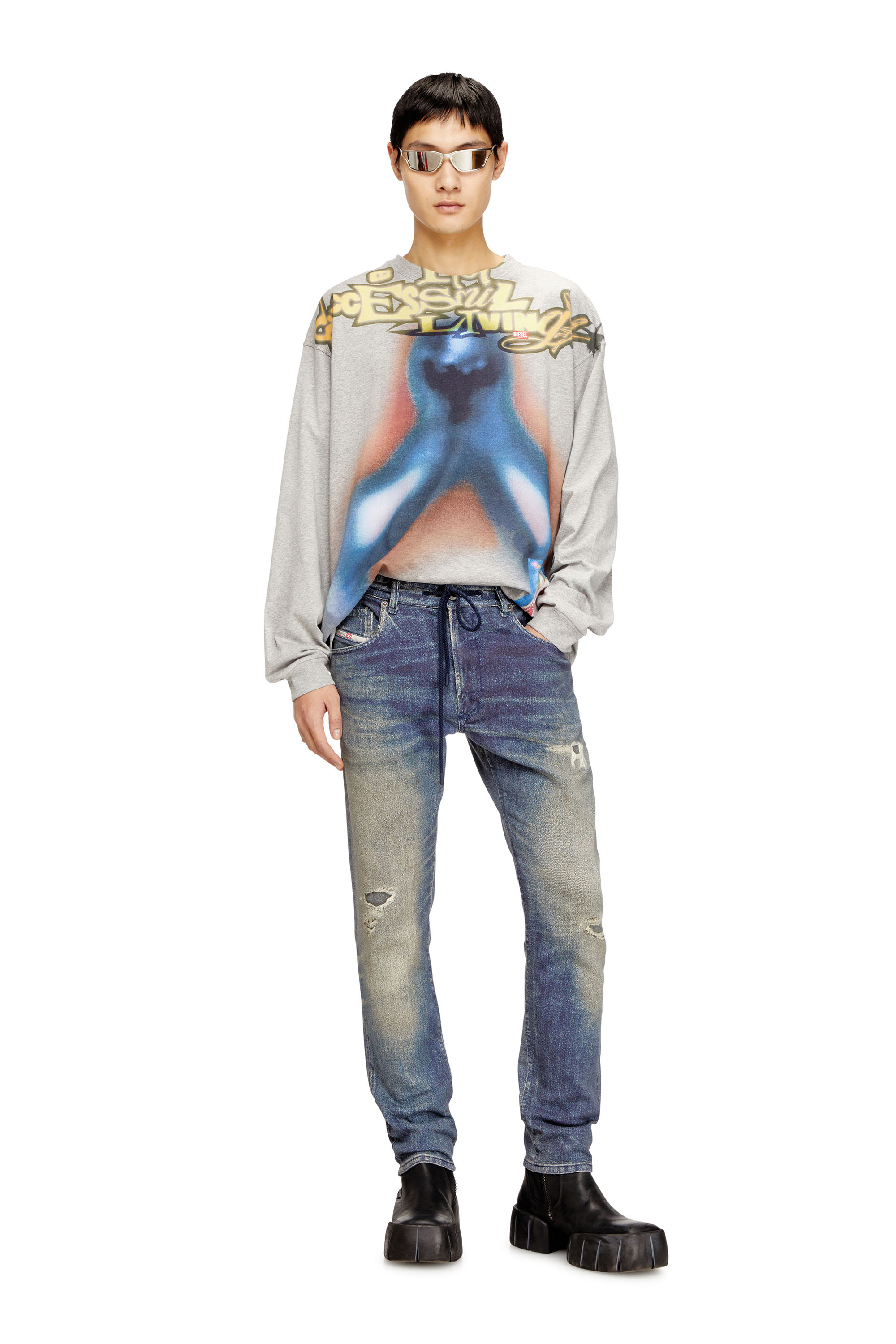 Diesel - Male's Regular 2032 D-Krooley Joggjeans® 068UT, ミディアムブルー - 2