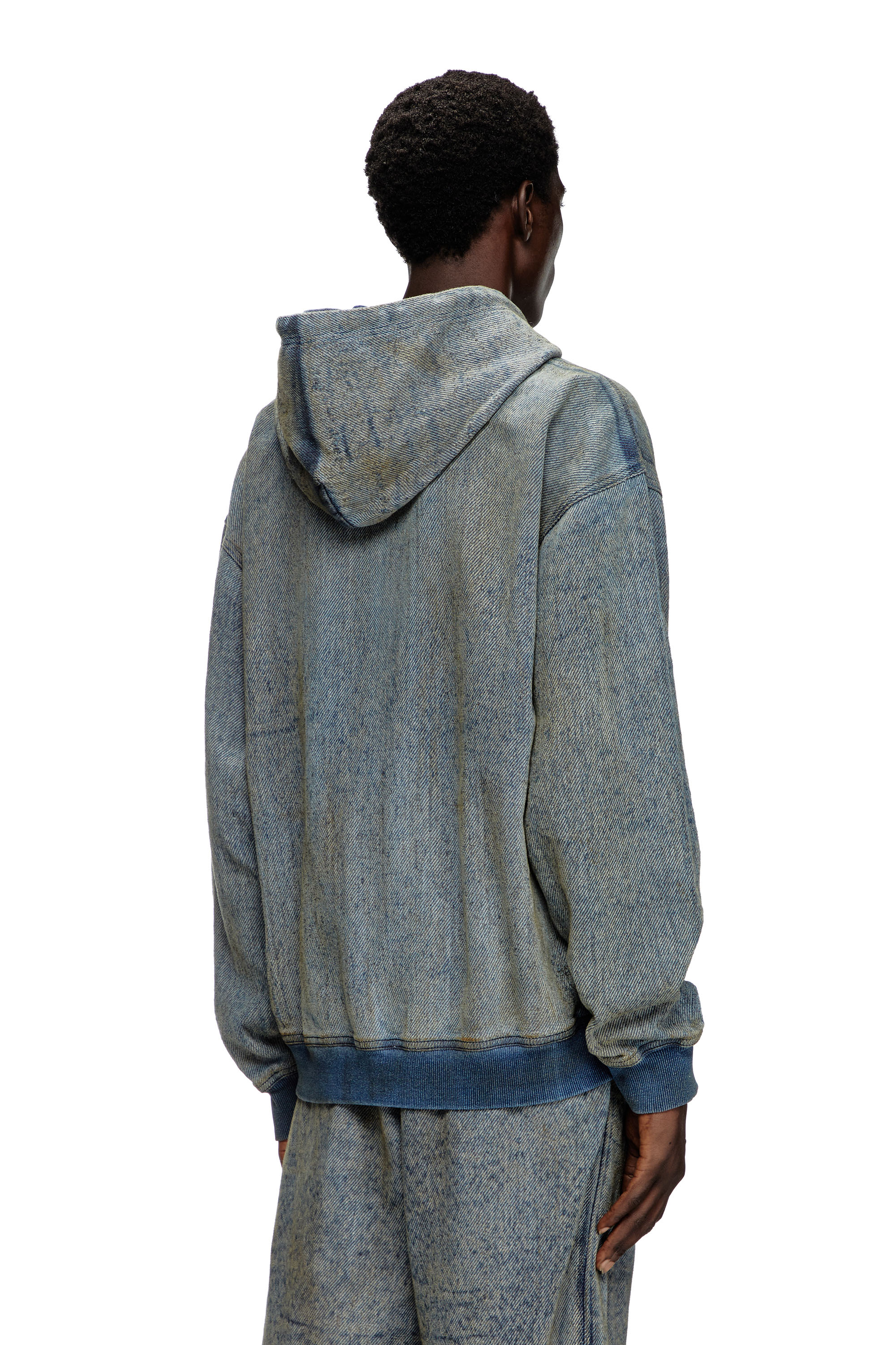 Diesel - D-HARI-FSF, Unisex's Zip-up hoodie in jacquard denim in ミディアムブルー - 4
